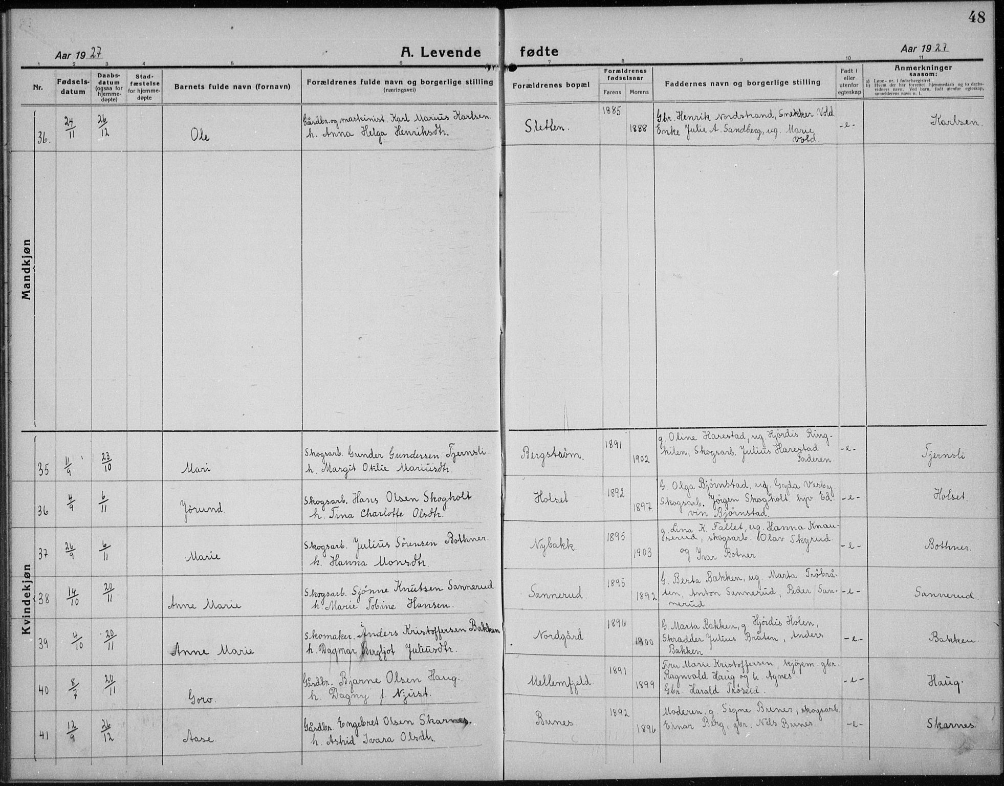 Nord-Odal prestekontor, AV/SAH-PREST-032/H/Ha/Hab/L0004: Parish register (copy) no. 4, 1921-1936, p. 48