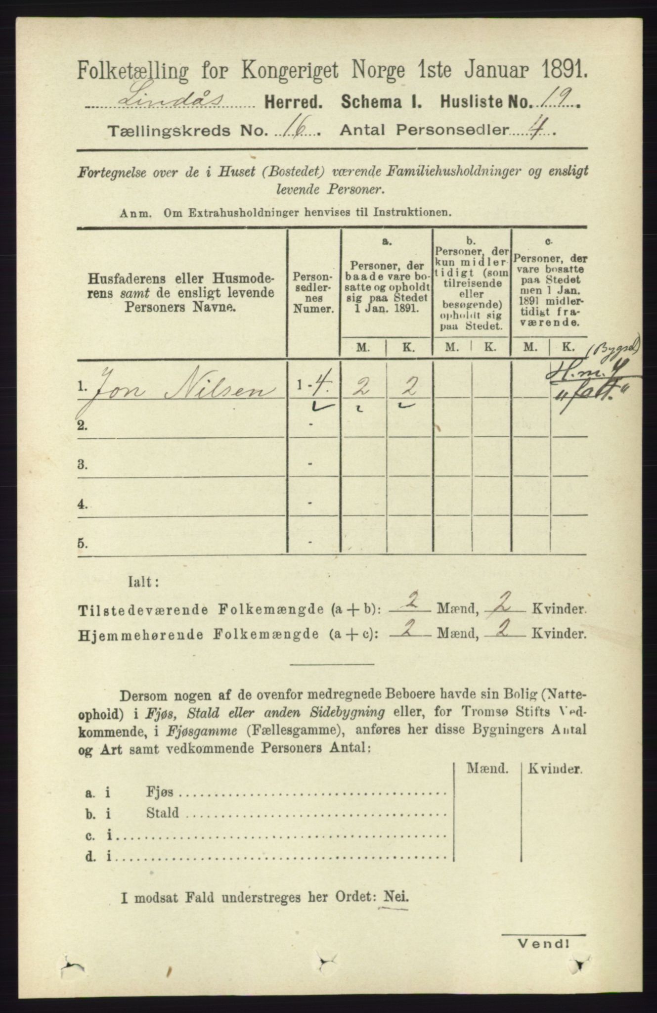 RA, 1891 census for 1263 Lindås, 1891, p. 5659
