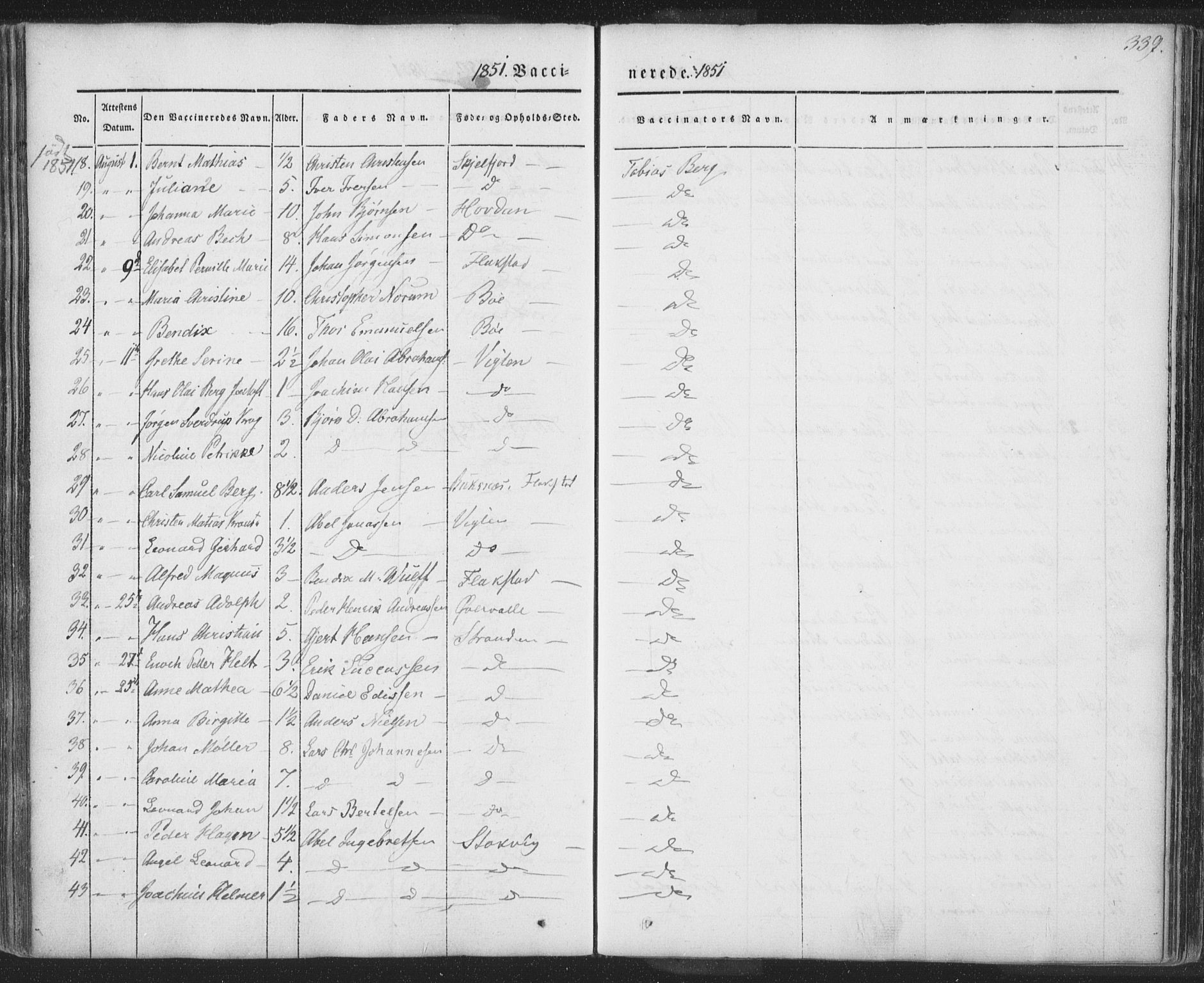 Ministerialprotokoller, klokkerbøker og fødselsregistre - Nordland, AV/SAT-A-1459/885/L1202: Parish register (official) no. 885A03, 1838-1859, p. 339