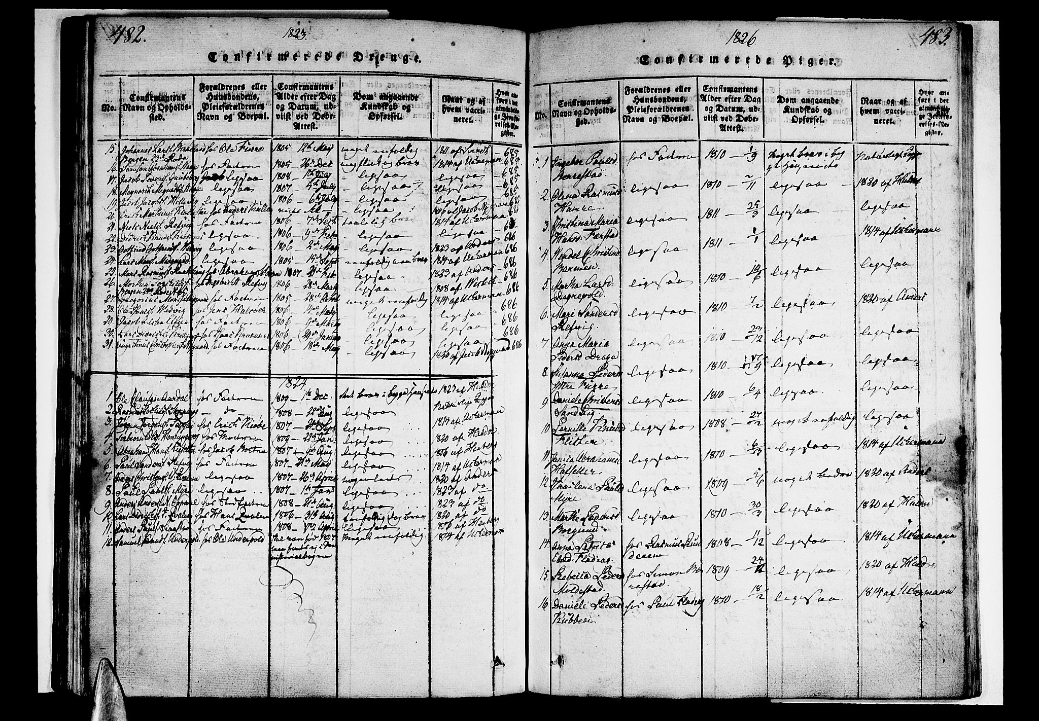 Selje sokneprestembete, SAB/A-99938/H/Ha/Haa/Haaa: Parish register (official) no. A 8, 1816-1828, p. 482-483