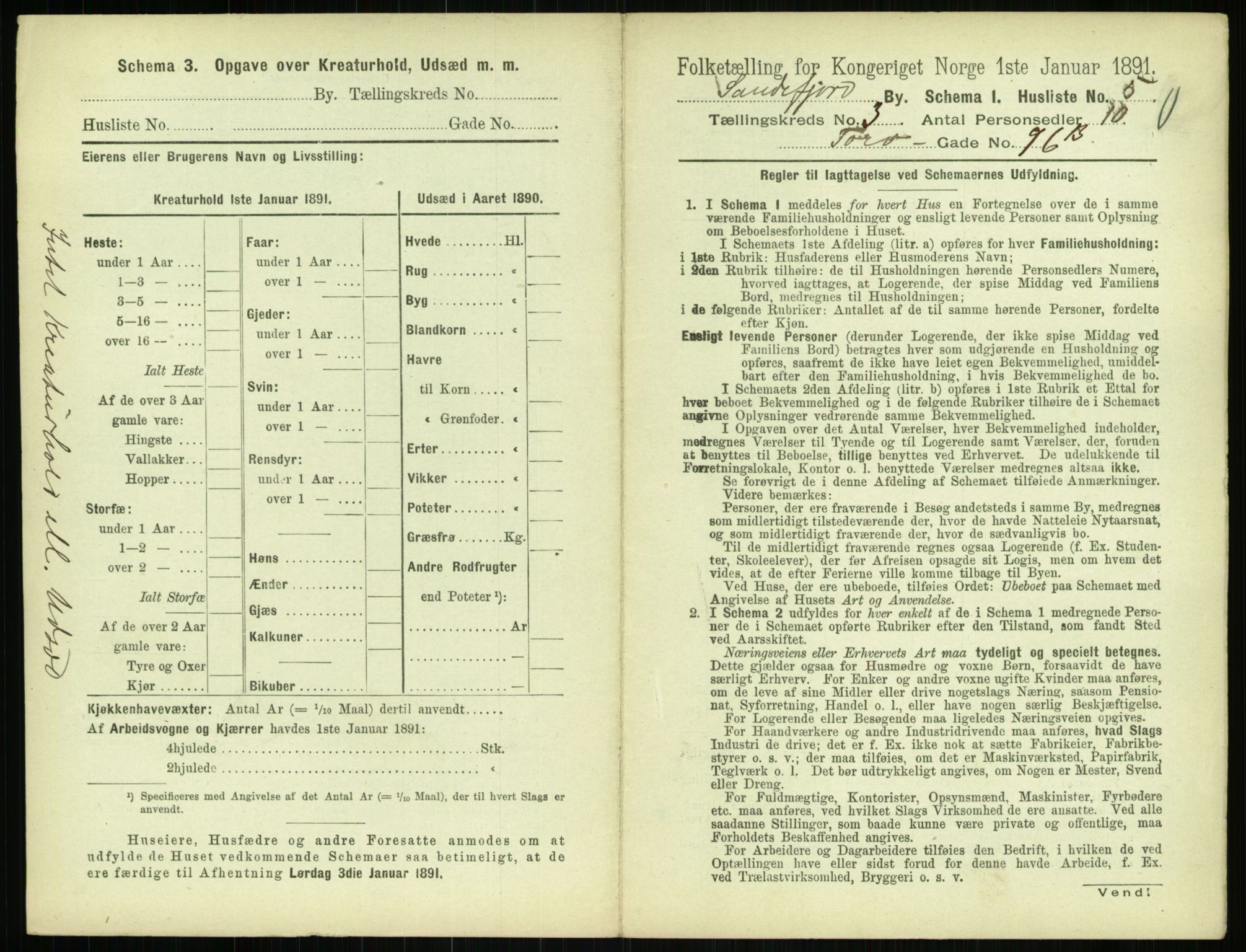 RA, 1891 census for 0706 Sandefjord, 1891, p. 263