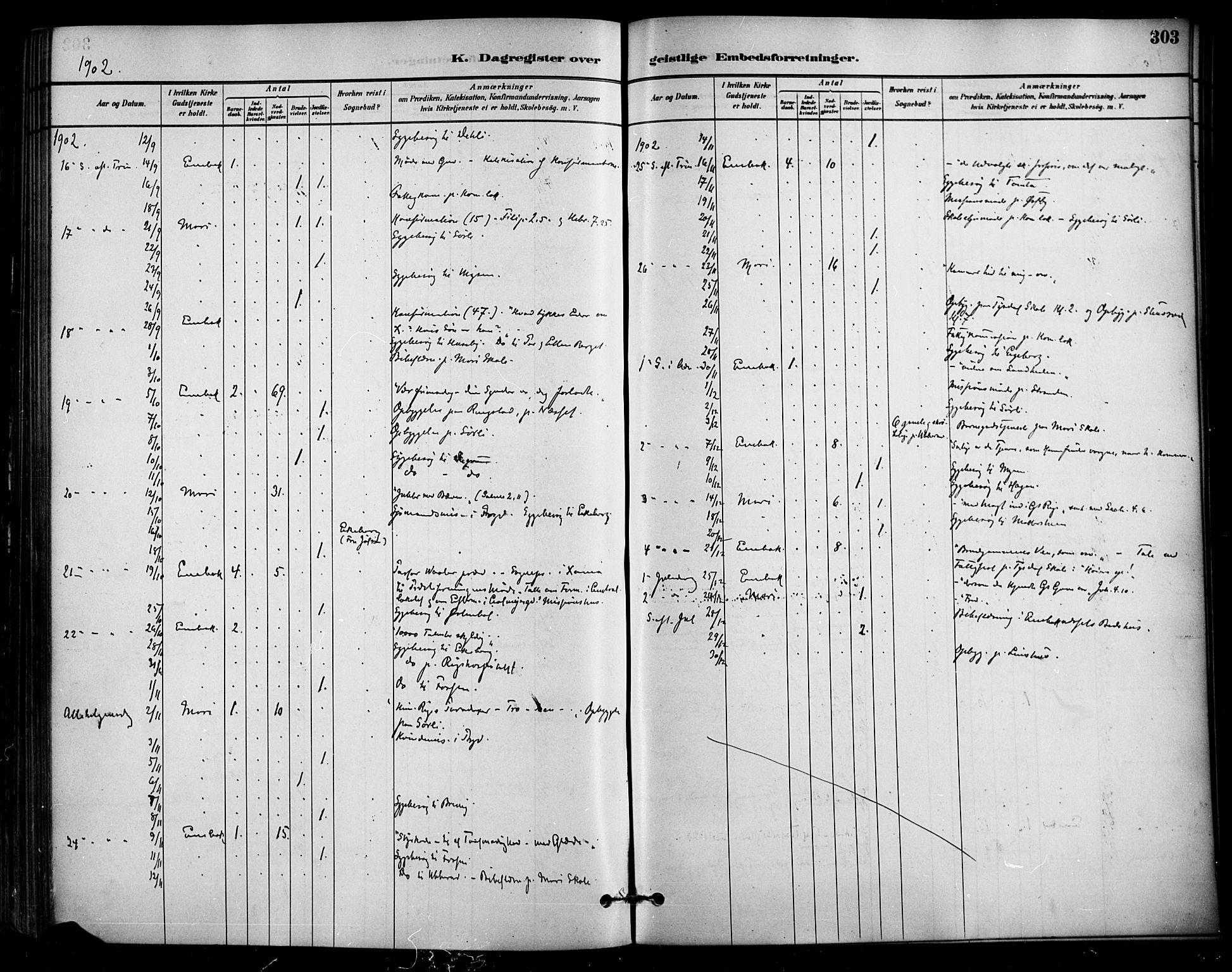 Enebakk prestekontor Kirkebøker, AV/SAO-A-10171c/F/Fa/L0016: Parish register (official) no. I 16, 1883-1898, p. 303