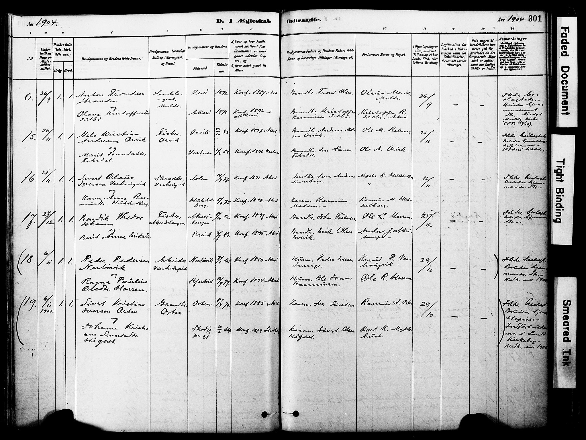 Ministerialprotokoller, klokkerbøker og fødselsregistre - Møre og Romsdal, SAT/A-1454/560/L0721: Parish register (official) no. 560A05, 1878-1917, p. 301