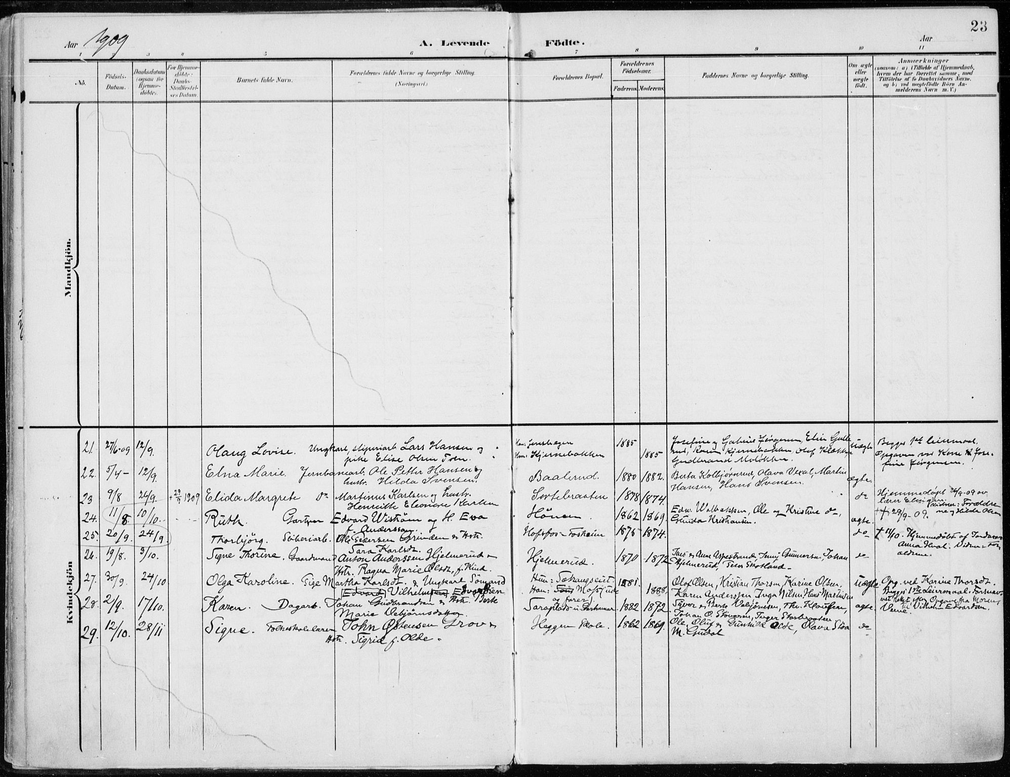 Norderhov kirkebøker, AV/SAKO-A-237/F/Fa/L0017: Parish register (official) no. 17, 1903-1919, p. 23