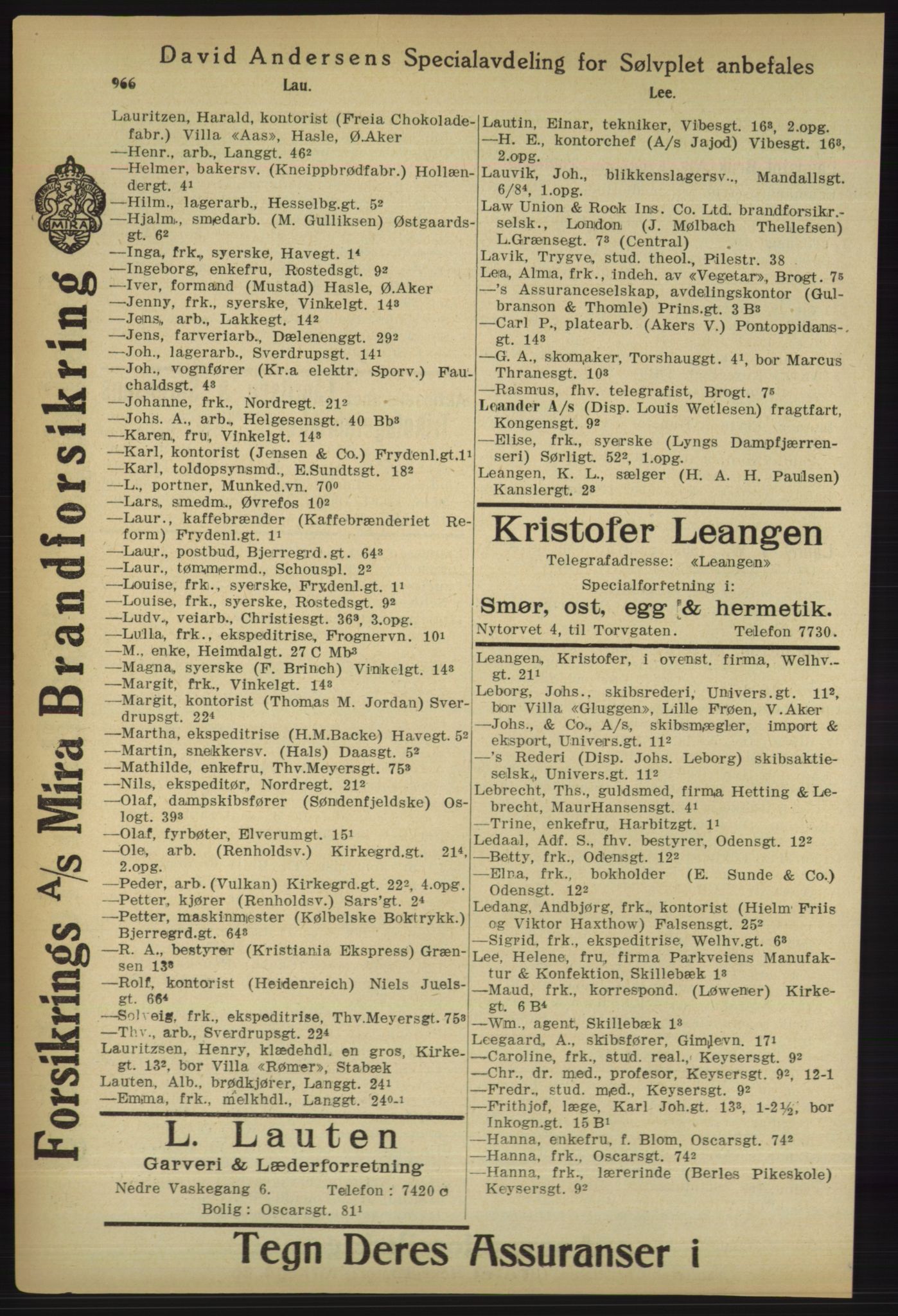 Kristiania/Oslo adressebok, PUBL/-, 1918, p. 991