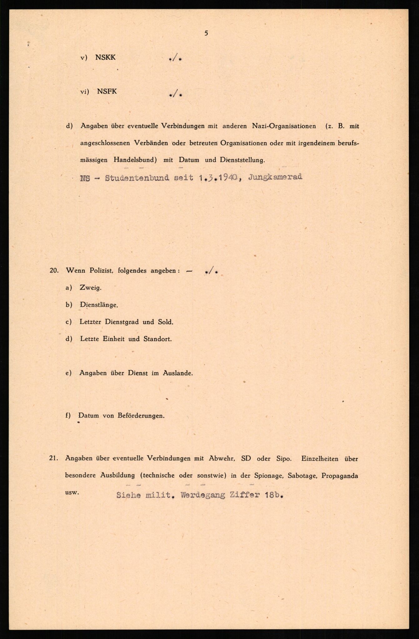 Forsvaret, Forsvarets overkommando II, AV/RA-RAFA-3915/D/Db/L0018: CI Questionaires. Tyske okkupasjonsstyrker i Norge. Tyskere., 1945-1946, p. 483