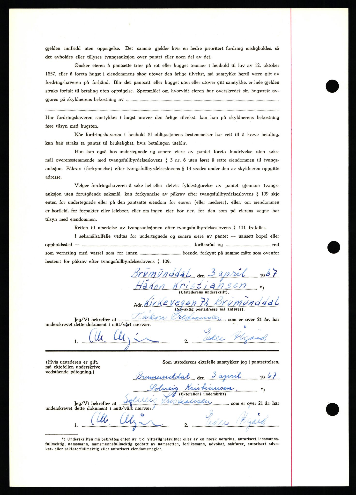 Nord-Hedmark sorenskriveri, SAH/TING-012/H/Hb/Hbf/L0071: Mortgage book no. B71, 1967-1967, Diary no: : 1812/1967