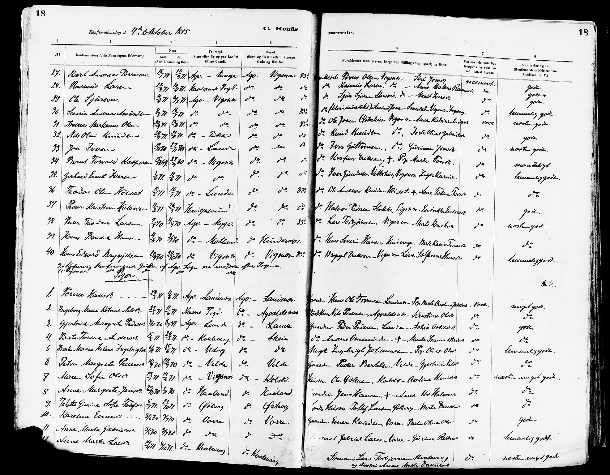 Avaldsnes sokneprestkontor, SAST/A -101851/H/Ha/Haa/L0015: Parish register (official) no. A 15, 1880-1906, p. 18