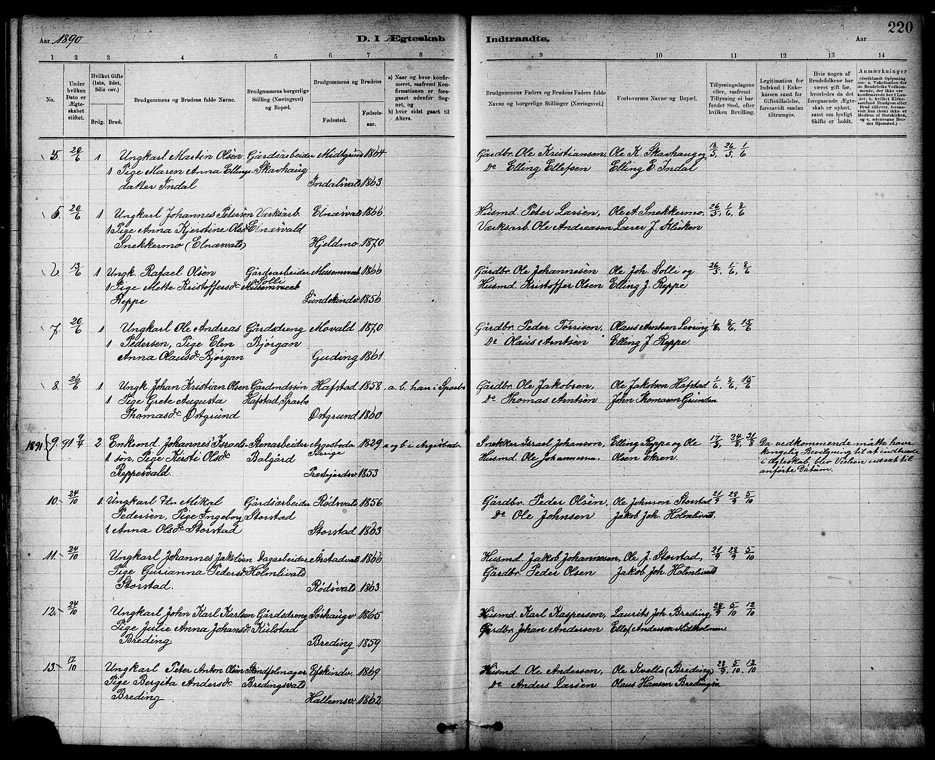 Ministerialprotokoller, klokkerbøker og fødselsregistre - Nord-Trøndelag, AV/SAT-A-1458/724/L0267: Parish register (copy) no. 724C03, 1879-1898, p. 220