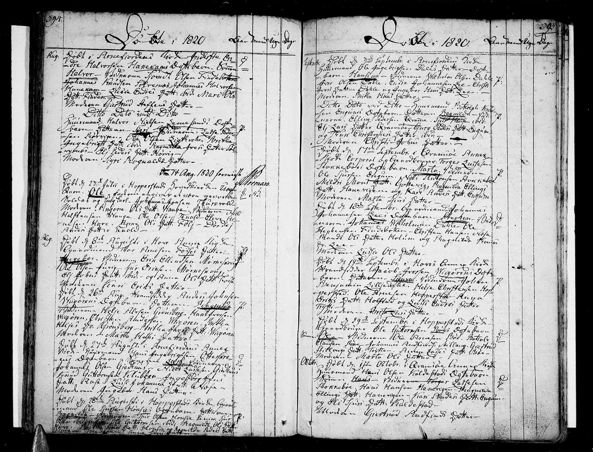 Vik sokneprestembete, SAB/A-81501: Parish register (official) no. A 5, 1787-1820, p. 394-395