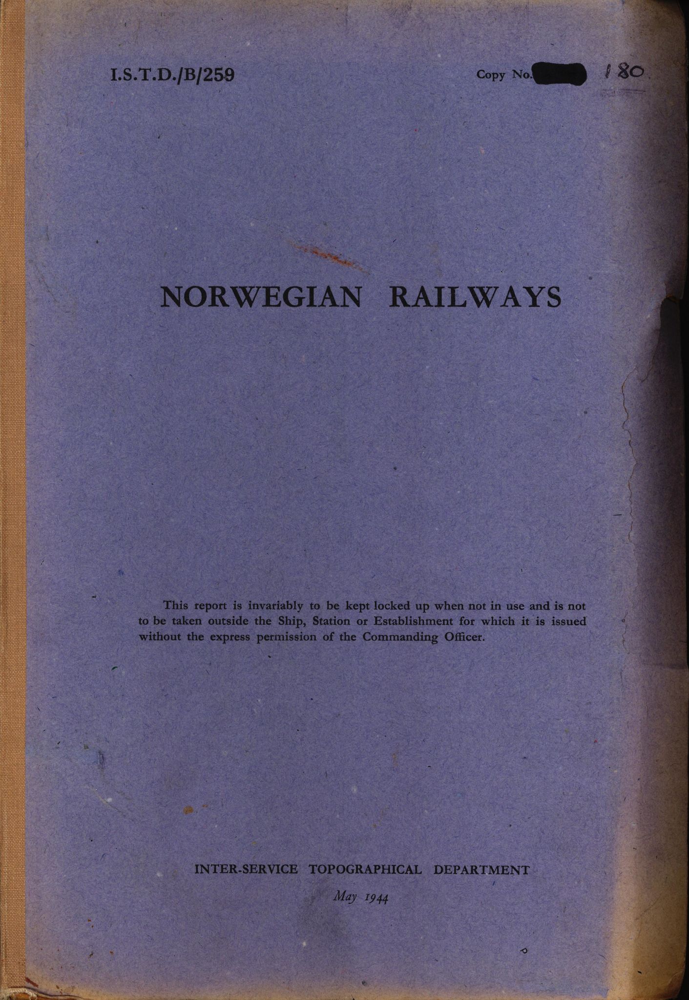 Forsvaret, Forsvarets overkommando II, AV/RA-RAFA-3915/D/Dd/L0014: Norske jernbaner, 1944, p. 1