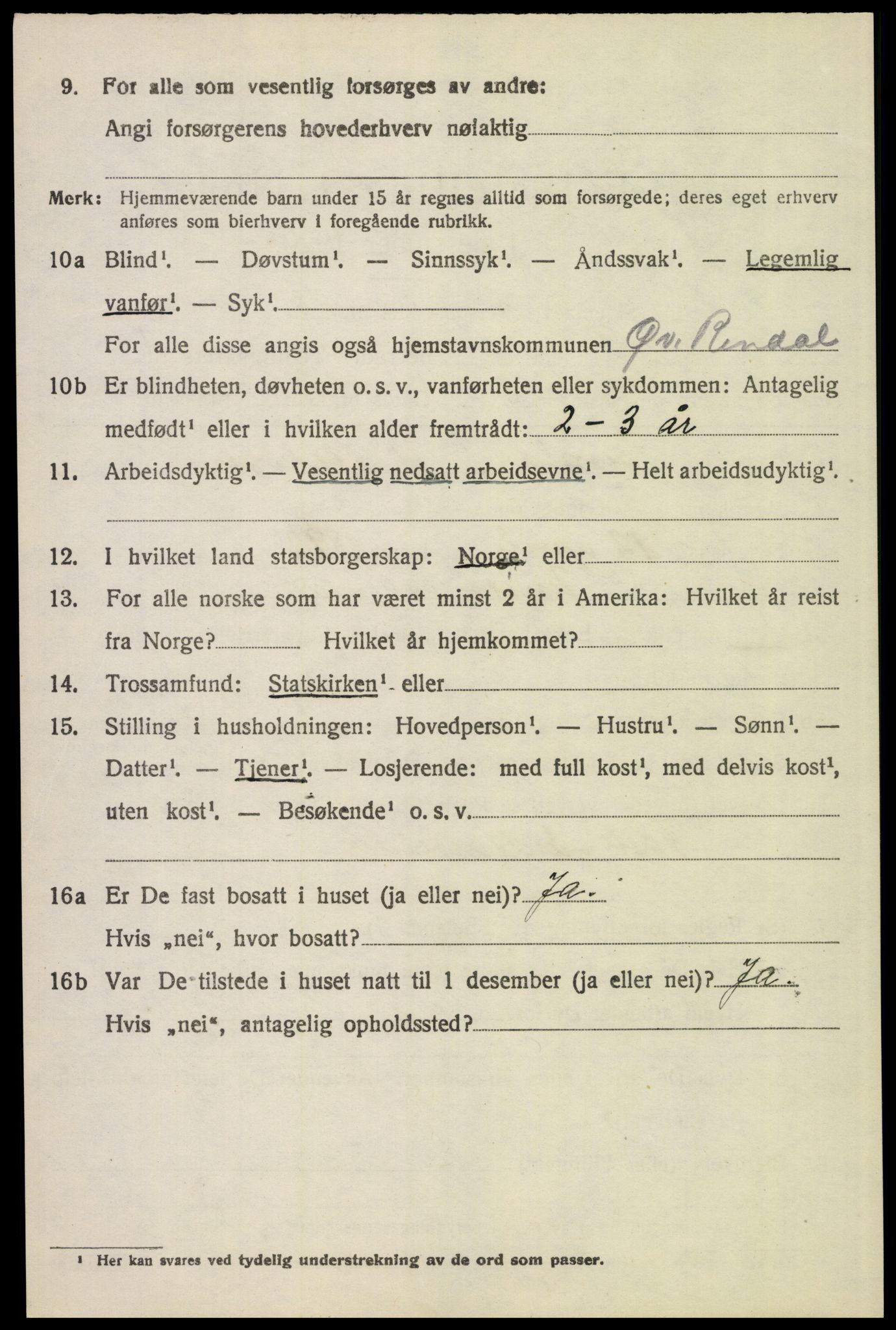 SAH, 1920 census for Øvre Rendal, 1920, p. 2142