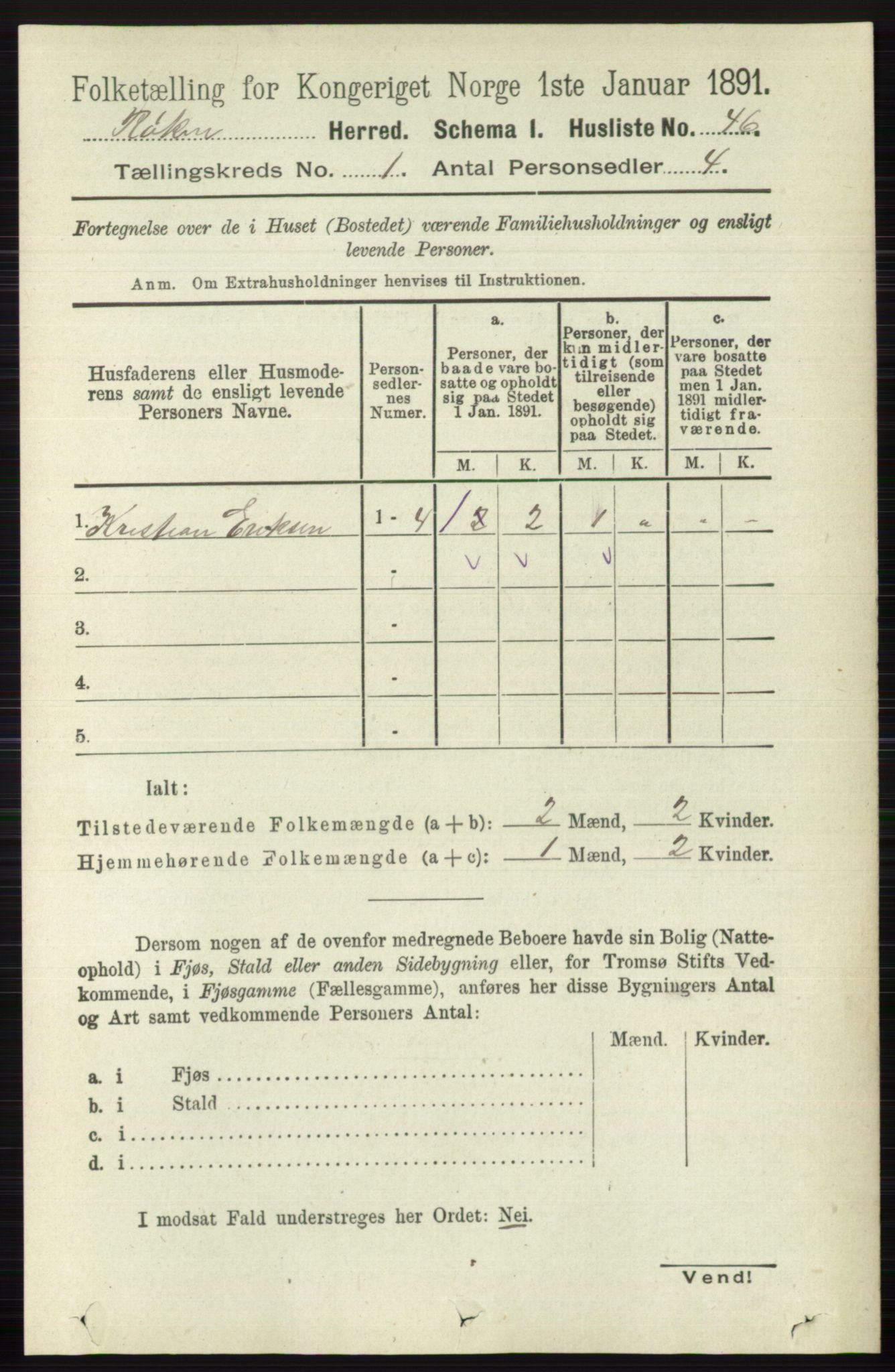 RA, 1891 census for 0627 Røyken, 1891, p. 69