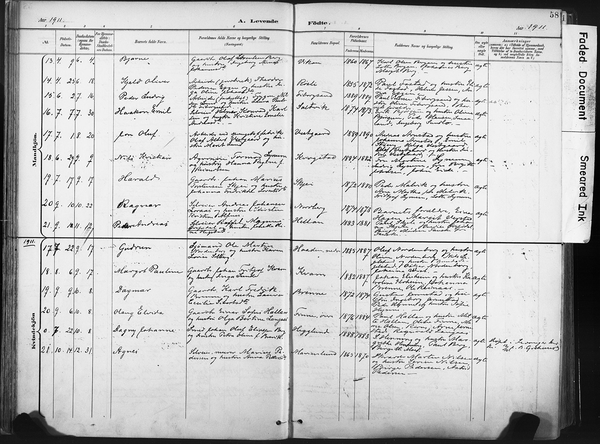 Ministerialprotokoller, klokkerbøker og fødselsregistre - Nord-Trøndelag, AV/SAT-A-1458/717/L0162: Parish register (official) no. 717A12, 1898-1923, p. 58