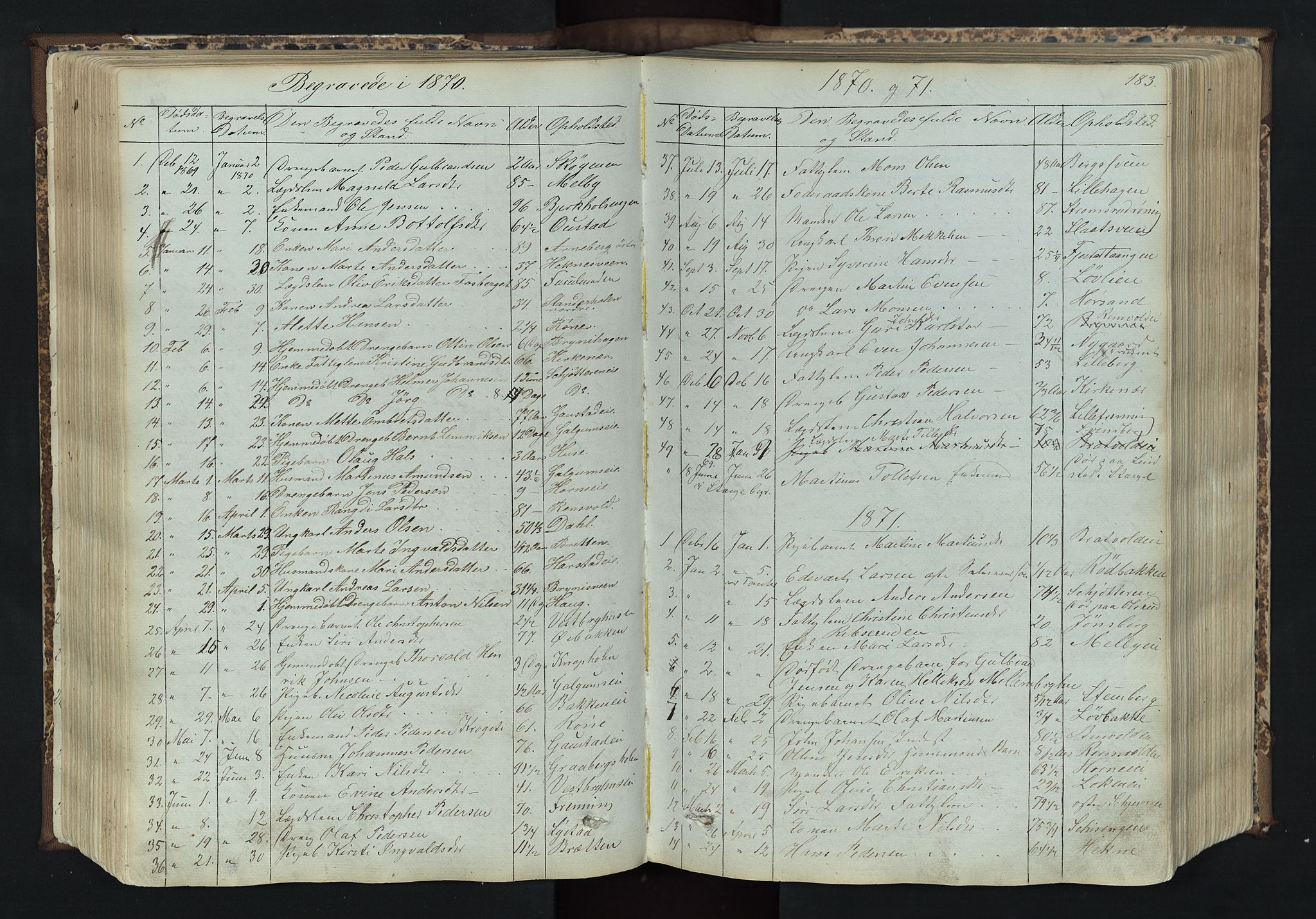 Romedal prestekontor, SAH/PREST-004/L/L0011: Parish register (copy) no. 11, 1867-1895, p. 183