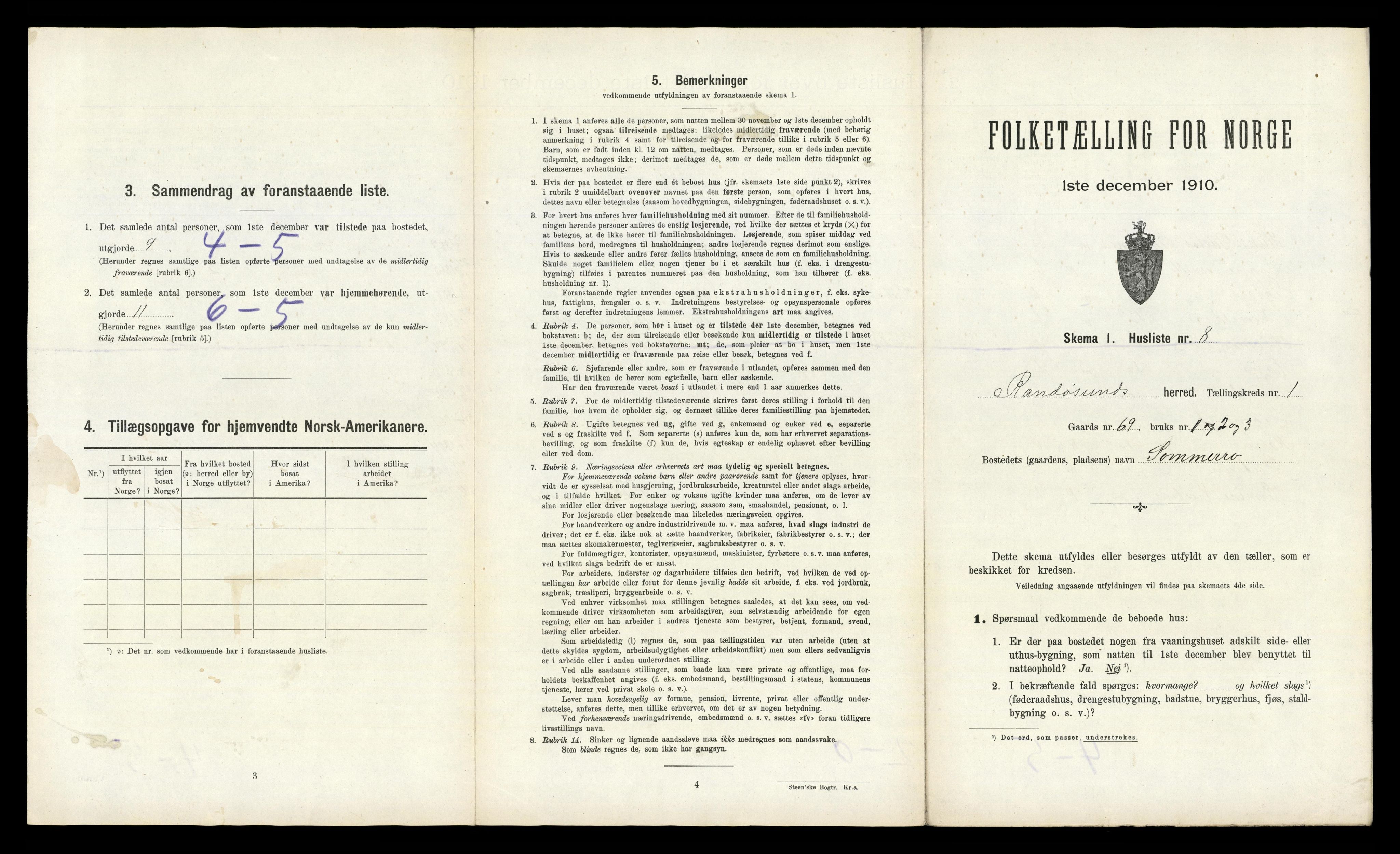 RA, 1910 census for Randesund, 1910, p. 40