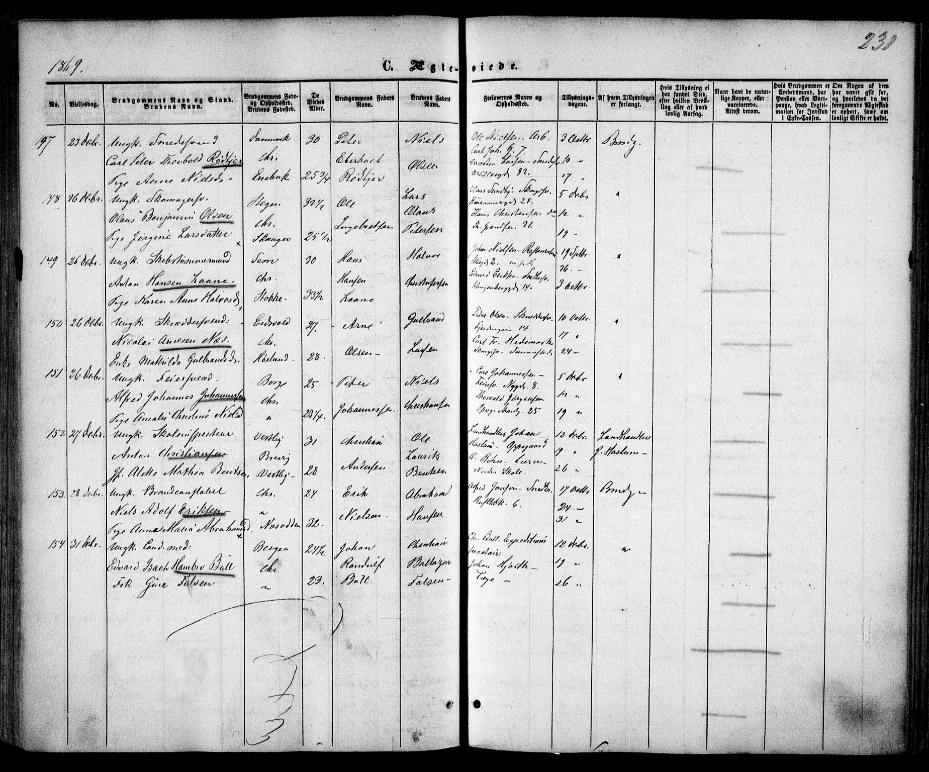 Trefoldighet prestekontor Kirkebøker, SAO/A-10882/F/Fc/L0001: Parish register (official) no. III 1, 1858-1874, p. 231