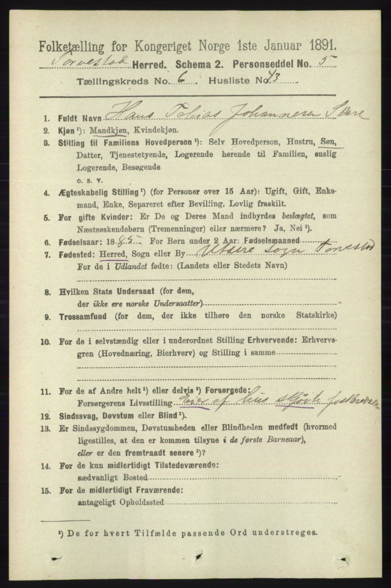 RA, 1891 census for 1152 Torvastad, 1891, p. 2199