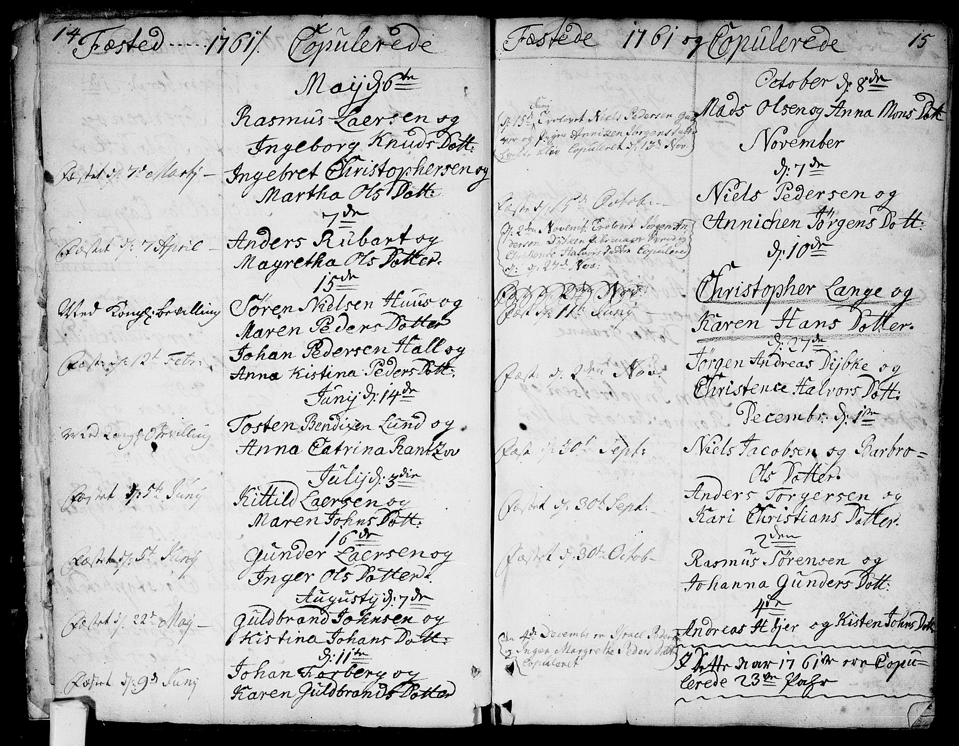 Bragernes kirkebøker, SAKO/A-6/F/Fa/L0005: Parish register (official) no. I 5, 1759-1781, p. 14-15