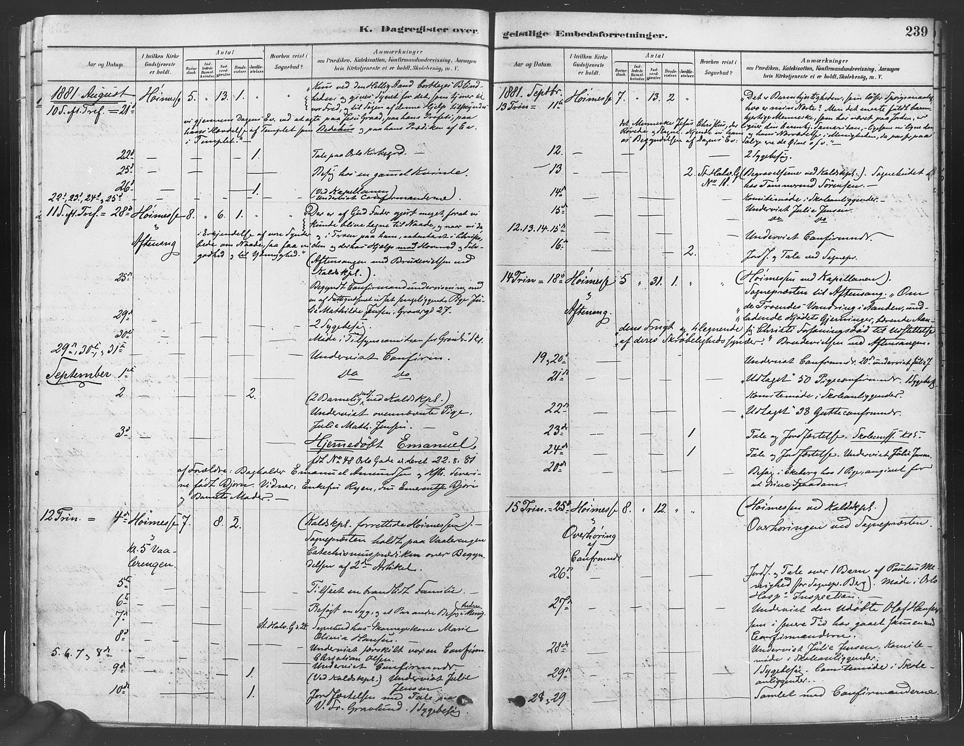 Gamlebyen prestekontor Kirkebøker, AV/SAO-A-10884/F/Fa/L0005: Parish register (official) no. 5, 1878-1889, p. 239