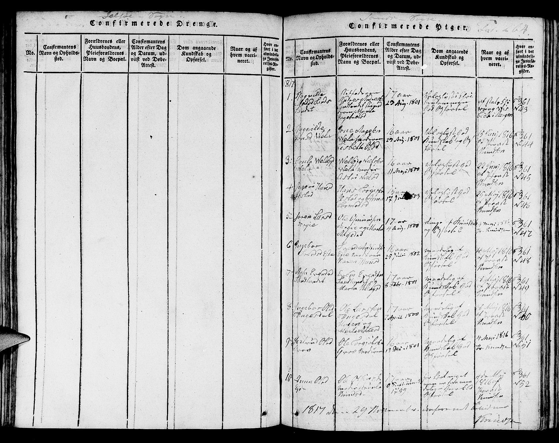 Jelsa sokneprestkontor, SAST/A-101842/01/V: Parish register (copy) no. B 1 /2, 1816-1828, p. 264