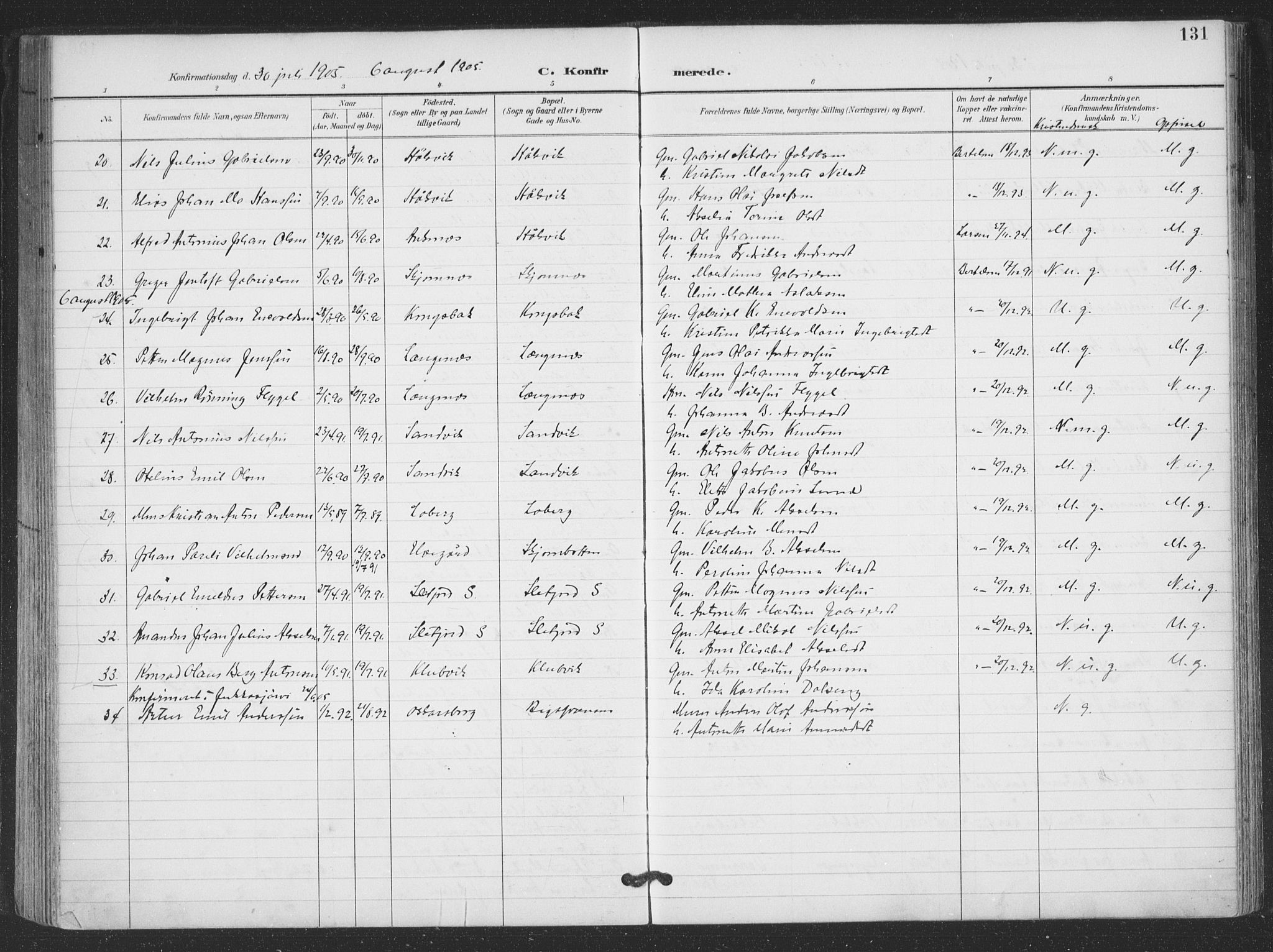 Ministerialprotokoller, klokkerbøker og fødselsregistre - Nordland, AV/SAT-A-1459/866/L0939: Parish register (official) no. 866A02, 1894-1906, p. 131