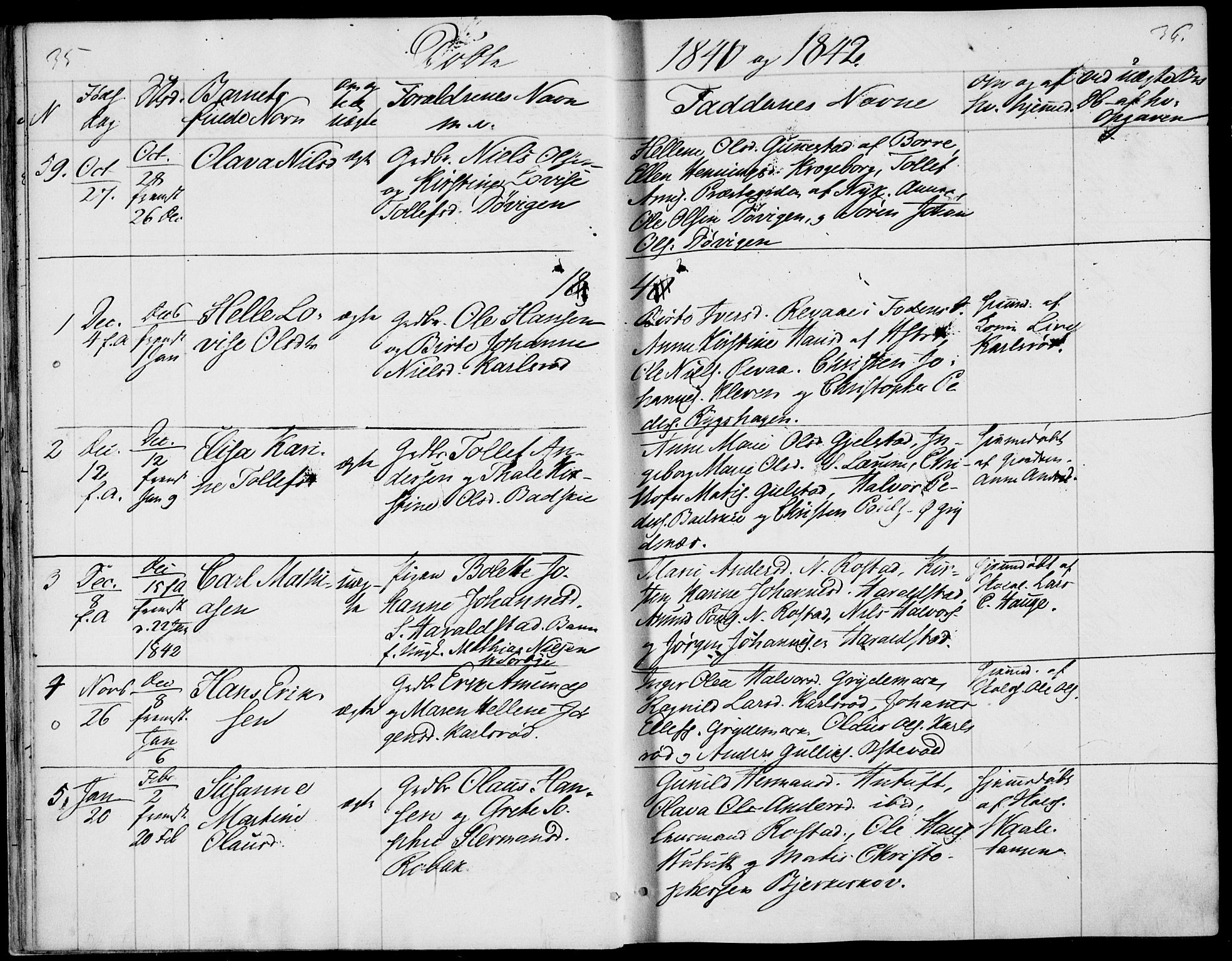 Våle kirkebøker, AV/SAKO-A-334/F/Fa/L0009a: Parish register (official) no. I 9A, 1839-1860, p. 35-36