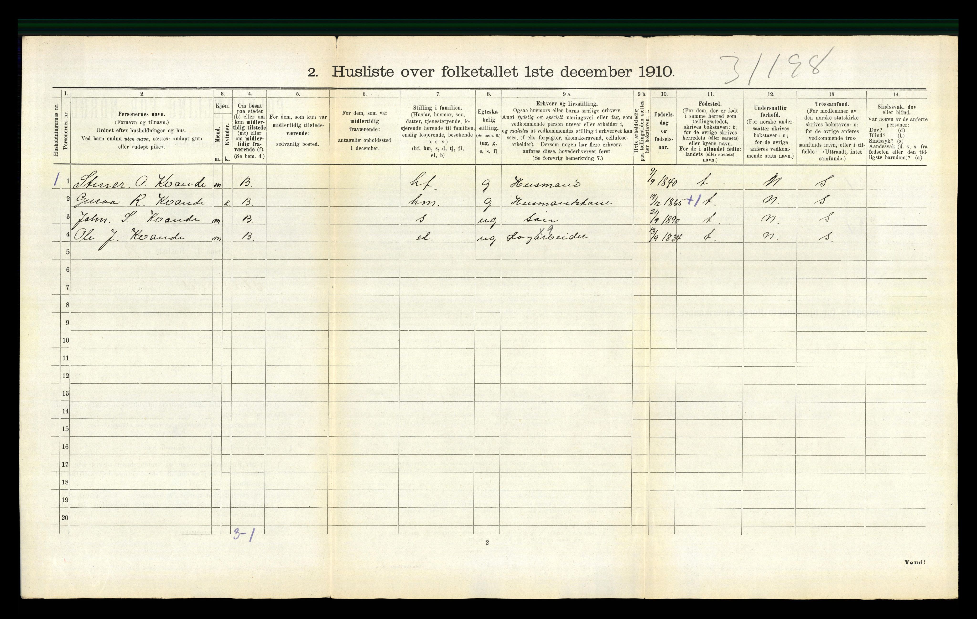 RA, 1910 census for Stangvik, 1910, p. 415