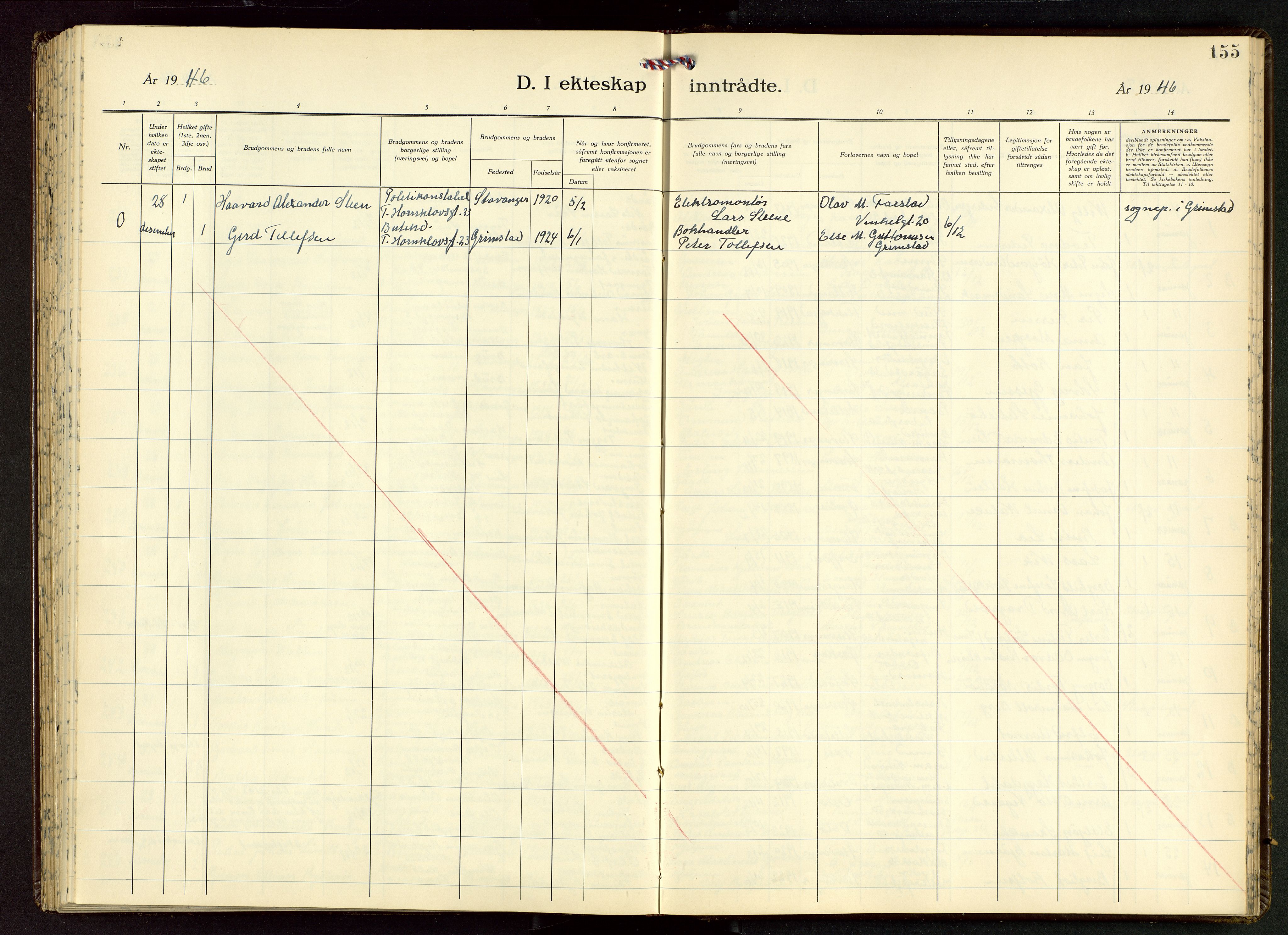 Domkirken sokneprestkontor, AV/SAST-A-101812/001/30/30BB/L0022: Parish register (copy) no. B 22, 1937-1949, p. 155