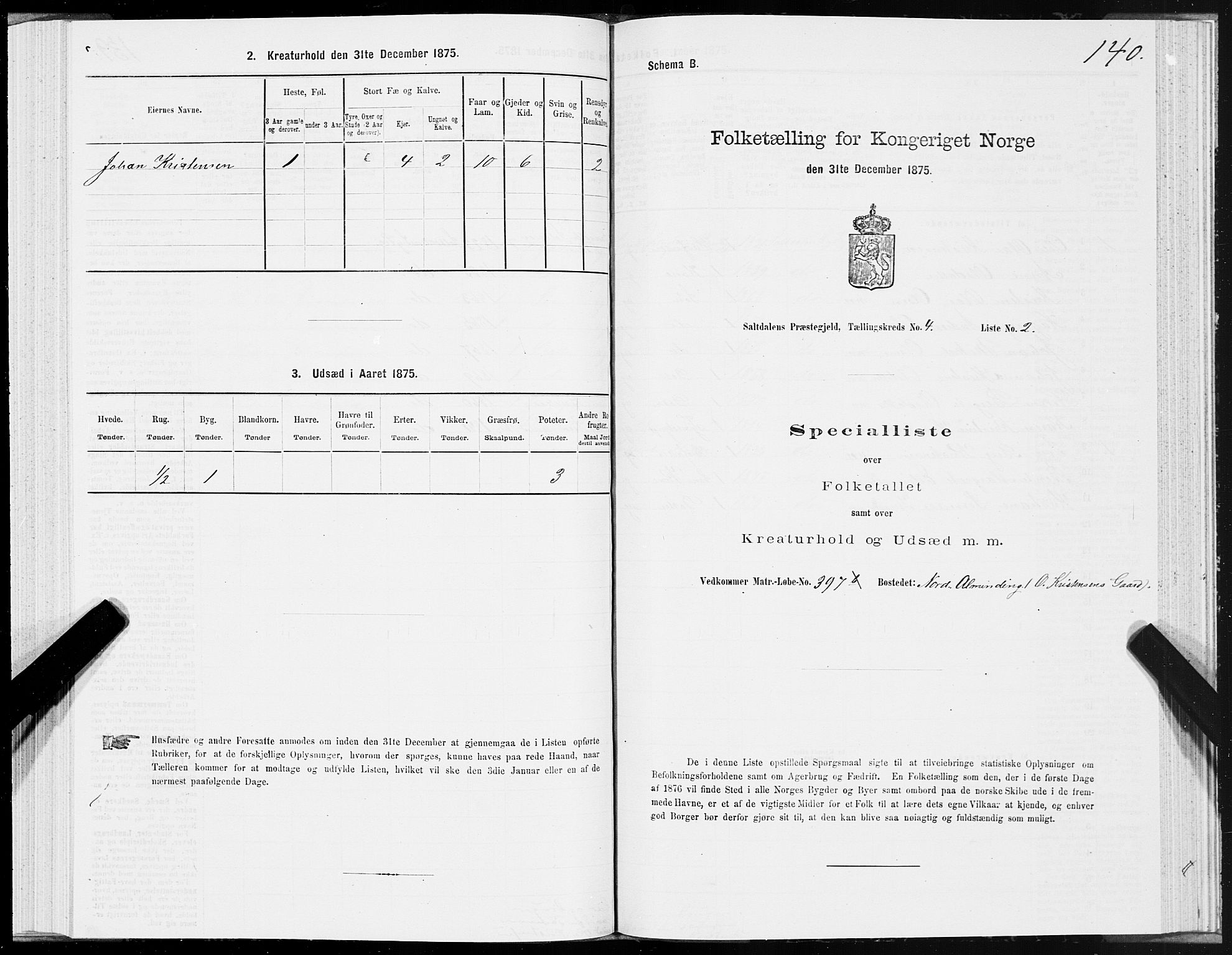 SAT, 1875 census for 1840P Saltdal, 1875, p. 2140