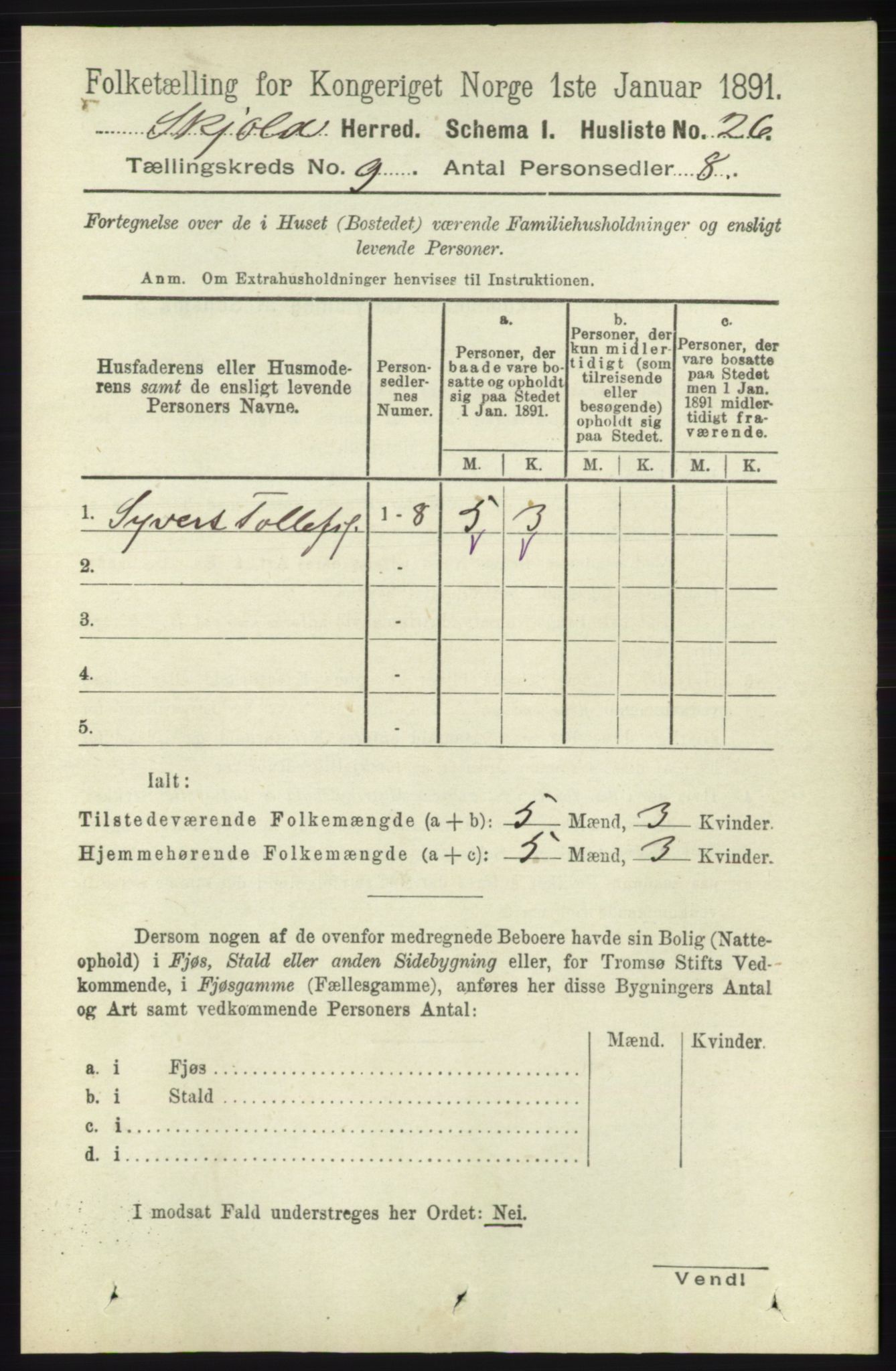 RA, 1891 census for 1154 Skjold, 1891, p. 1772