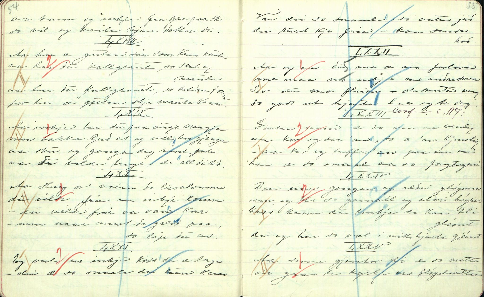 Rikard Berge, TEMU/TGM-A-1003/F/L0001/0015: 001-030 Innholdslister / 11. Visur - eldre og nyare, 1902, p. 54-55