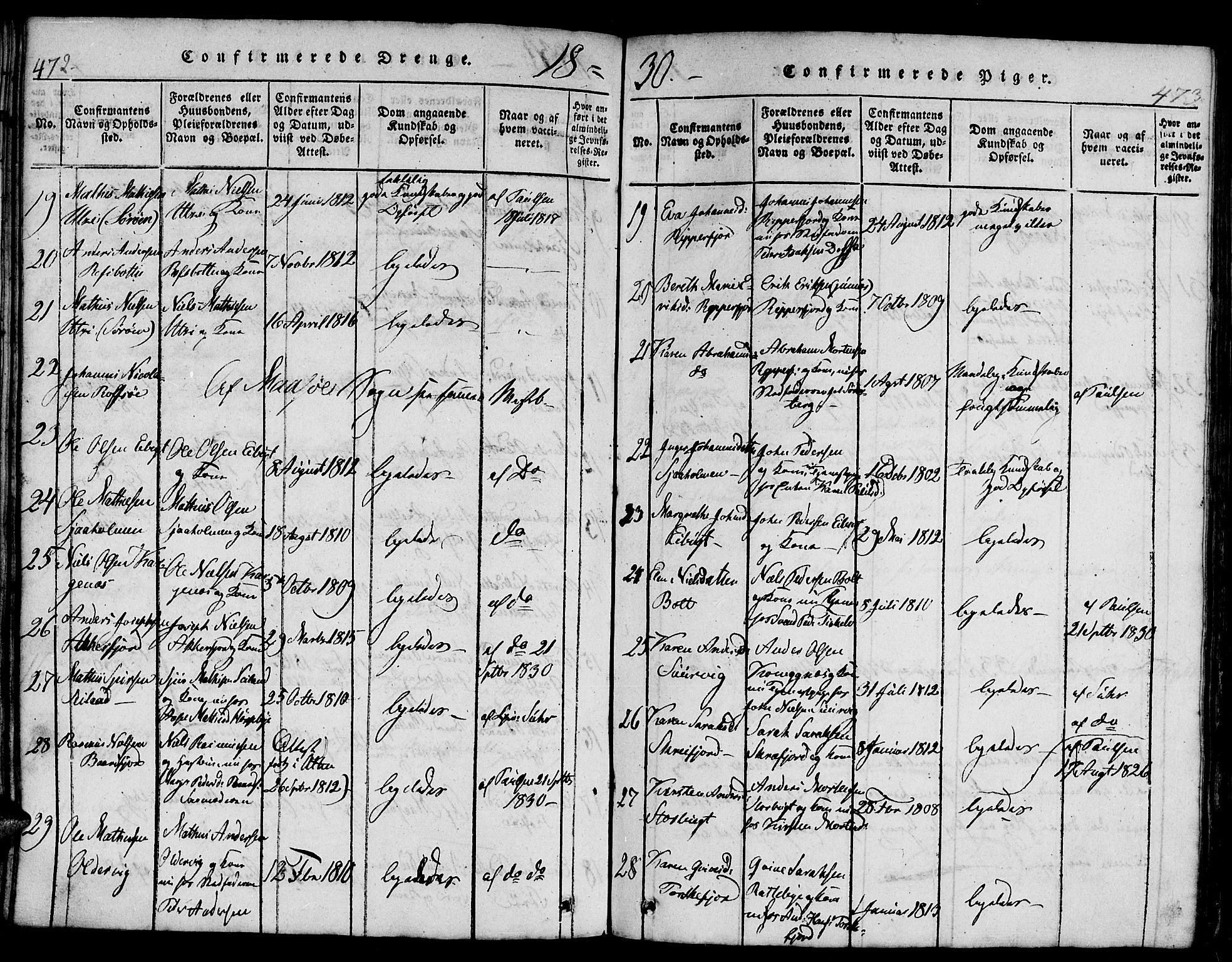 Hammerfest sokneprestkontor, AV/SATØ-S-1347/H/Hb/L0001.klokk: Parish register (copy) no. 1, 1822-1850, p. 472-473