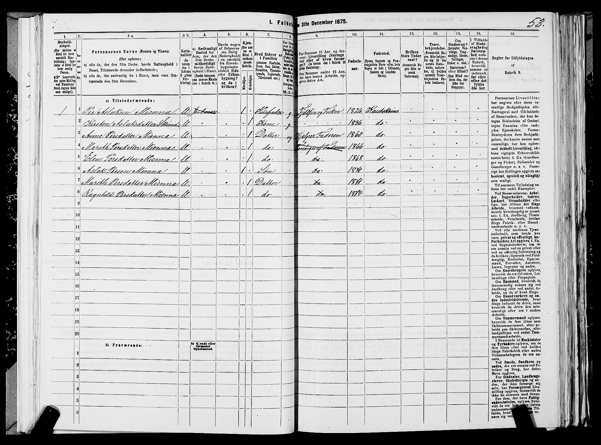 SATØ, 1875 census for 2011P Kautokeino, 1875, p. 1053