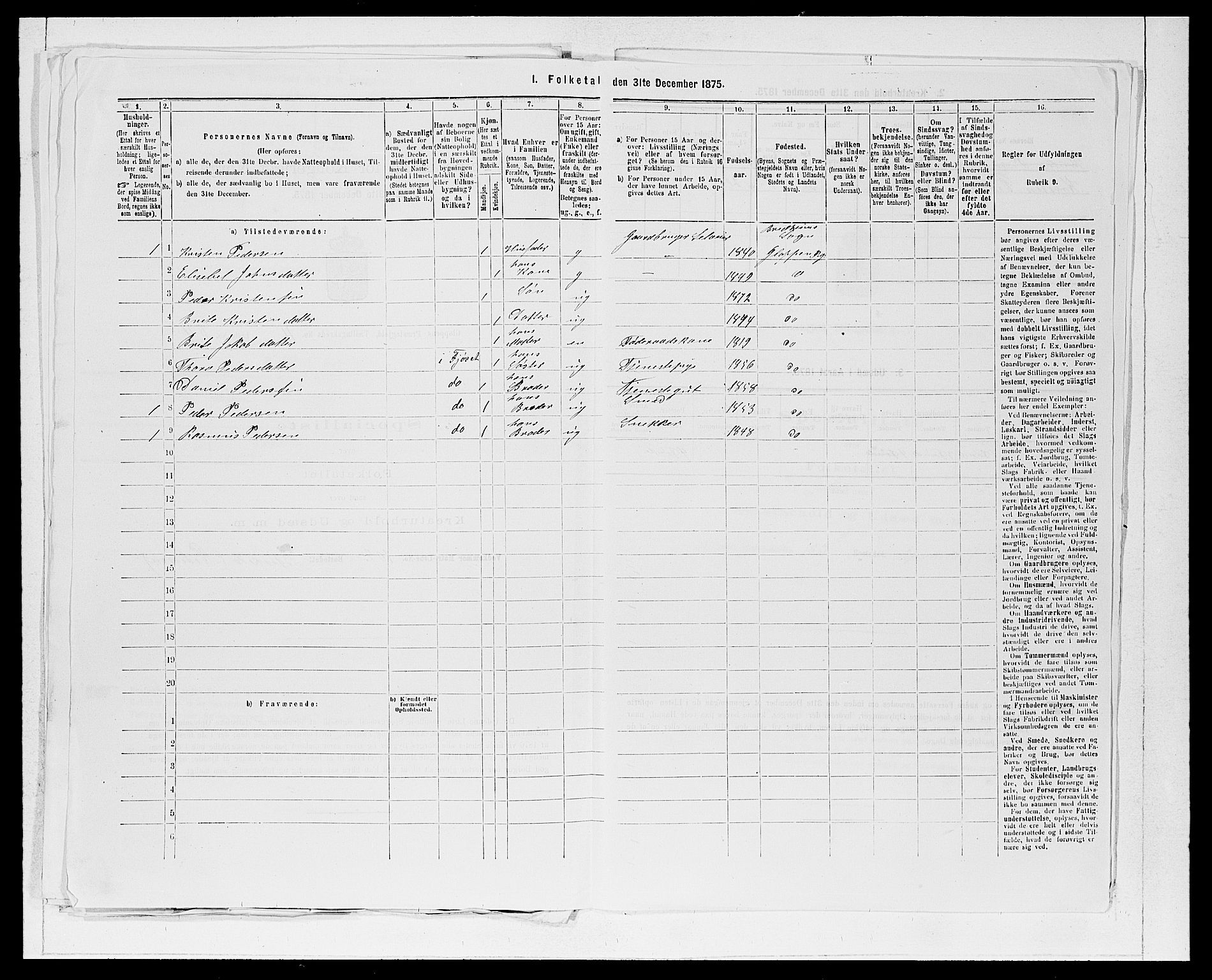 SAB, 1875 Census for 1445P Gloppen, 1875, p. 1294