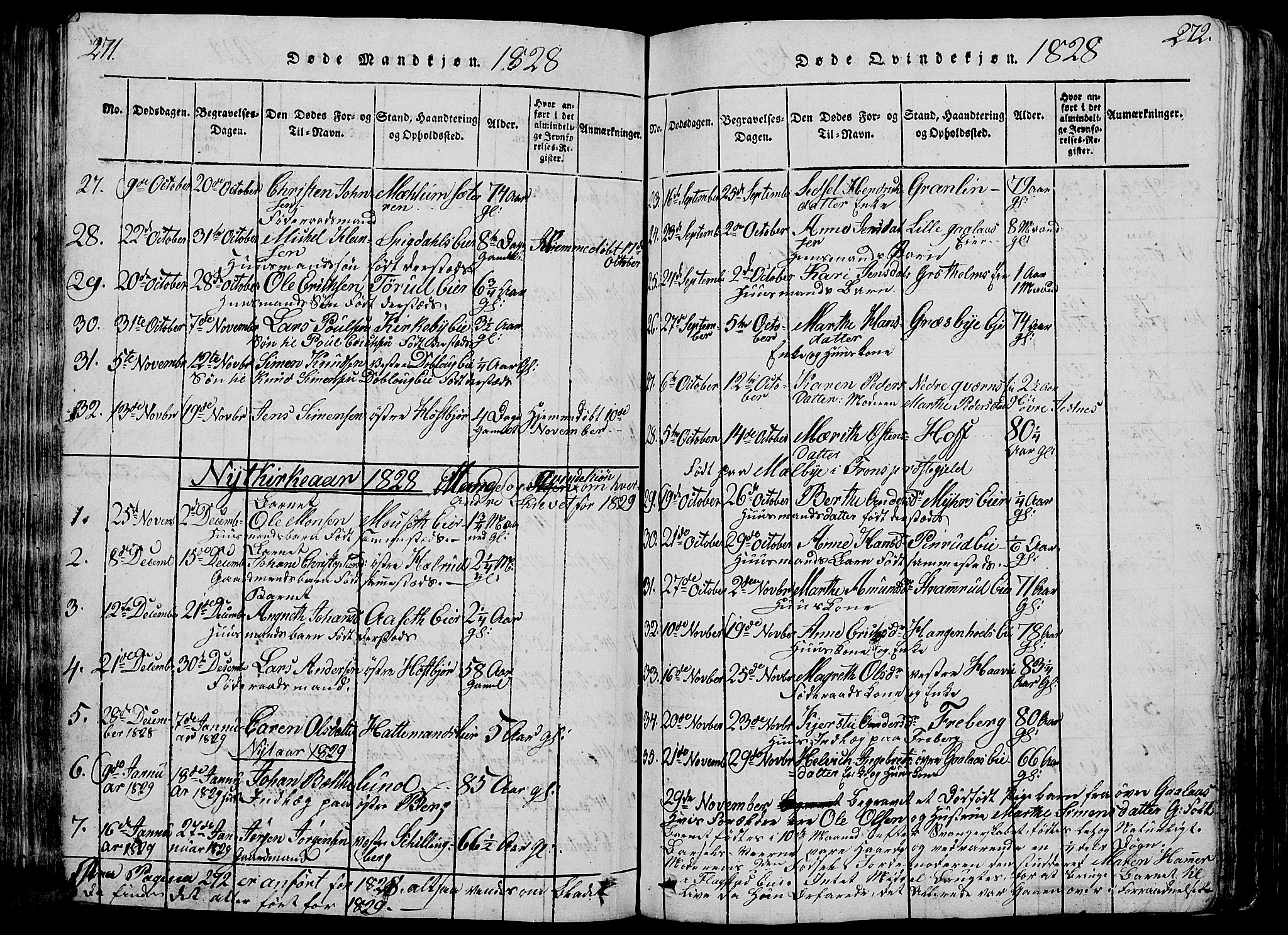 Vang prestekontor, Hedmark, SAH/PREST-008/H/Ha/Hab/L0005: Parish register (copy) no. 5, 1815-1836, p. 271-272