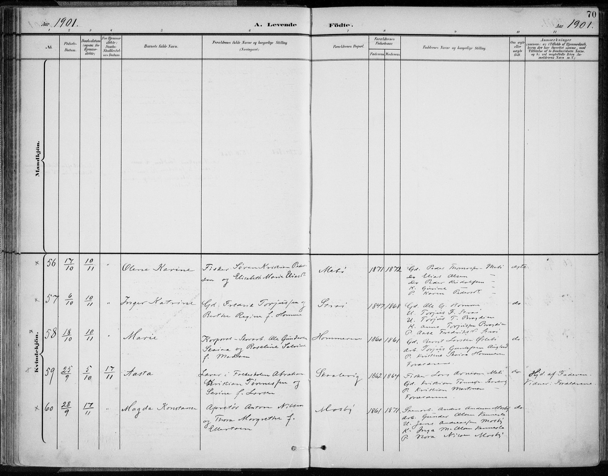 Oddernes sokneprestkontor, AV/SAK-1111-0033/F/Fa/Faa/L0010: Parish register (official) no. A 10, 1897-1911, p. 70