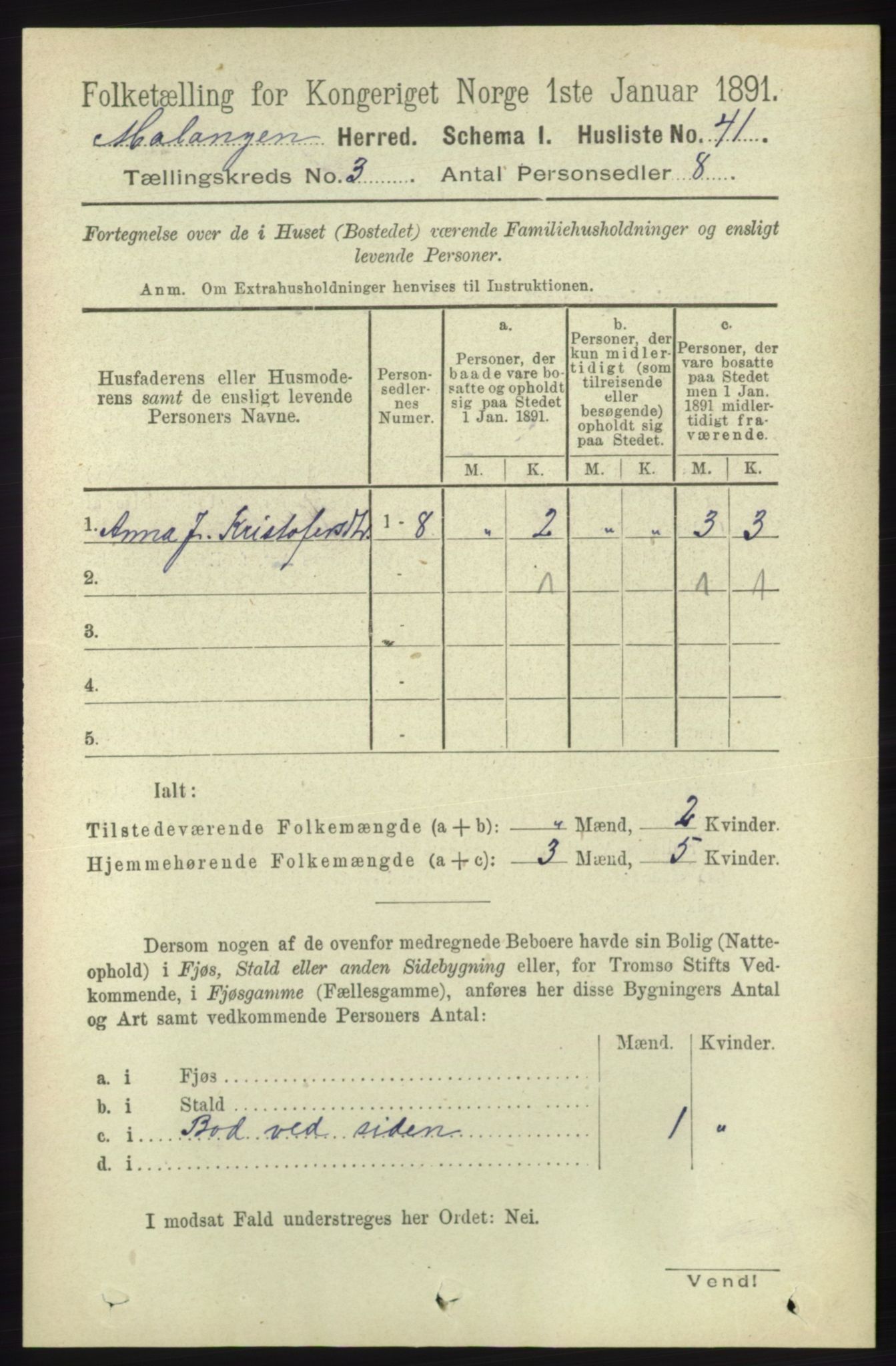 RA, 1891 census for 1932 Malangen, 1891, p. 730