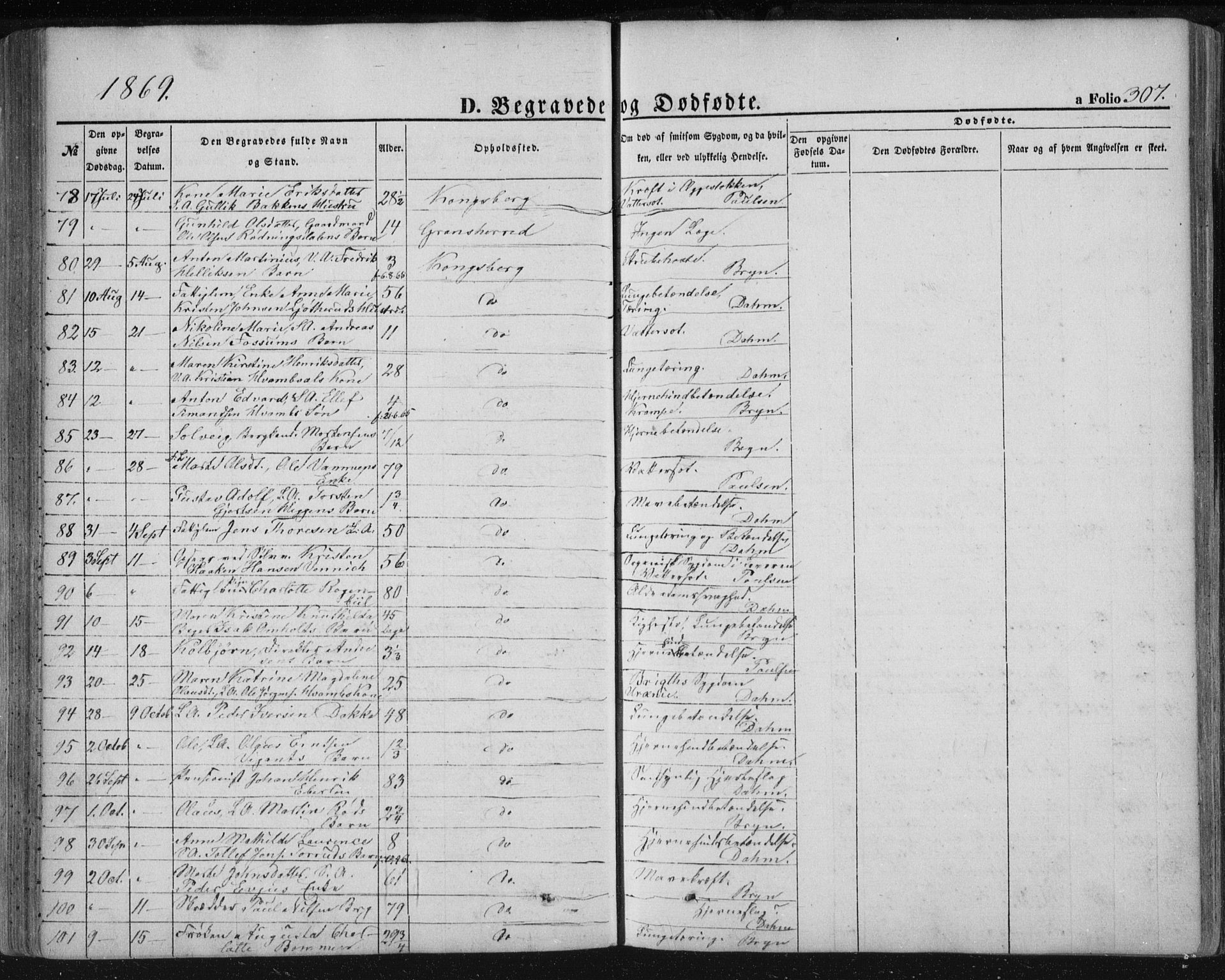 Kongsberg kirkebøker, AV/SAKO-A-22/F/Fa/L0010: Parish register (official) no. I 10, 1859-1875, p. 307