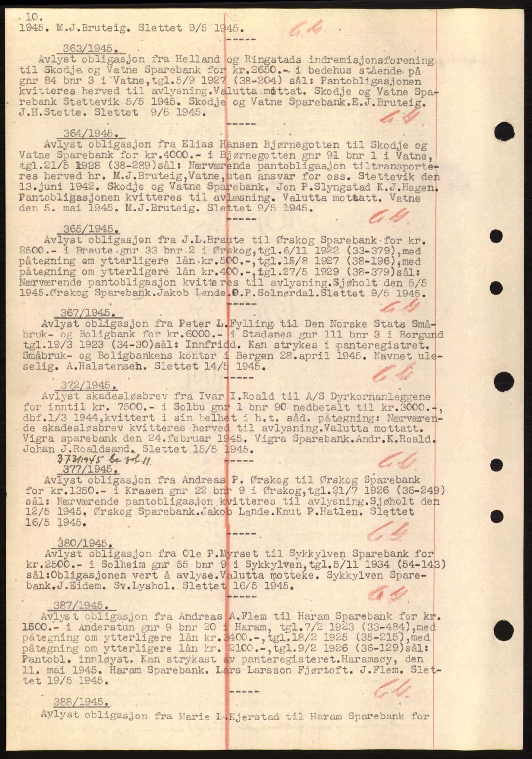 Nordre Sunnmøre sorenskriveri, SAT/A-0006/1/2/2C/2Ca: Mortgage book no. B6-14 a, 1942-1945, Diary no: : 363/1945