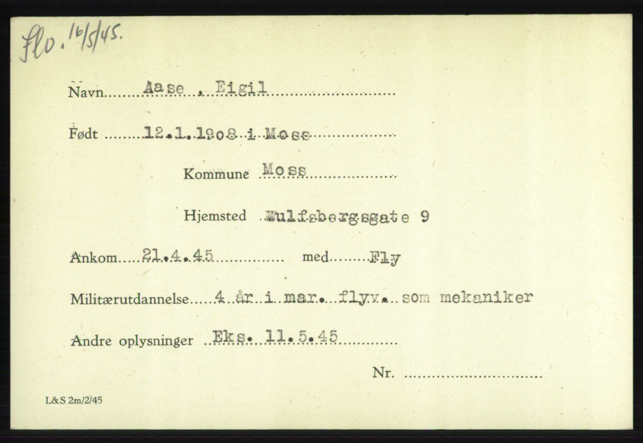 Forsvarets Overkommando. 2. kontor. Arkiv 8.1. Mottakersentralen FDE og FO.II, AV/RA-RAFA-6952/P/Pa/L0001: AA/Å - Andvig , 1940-1945, p. 146