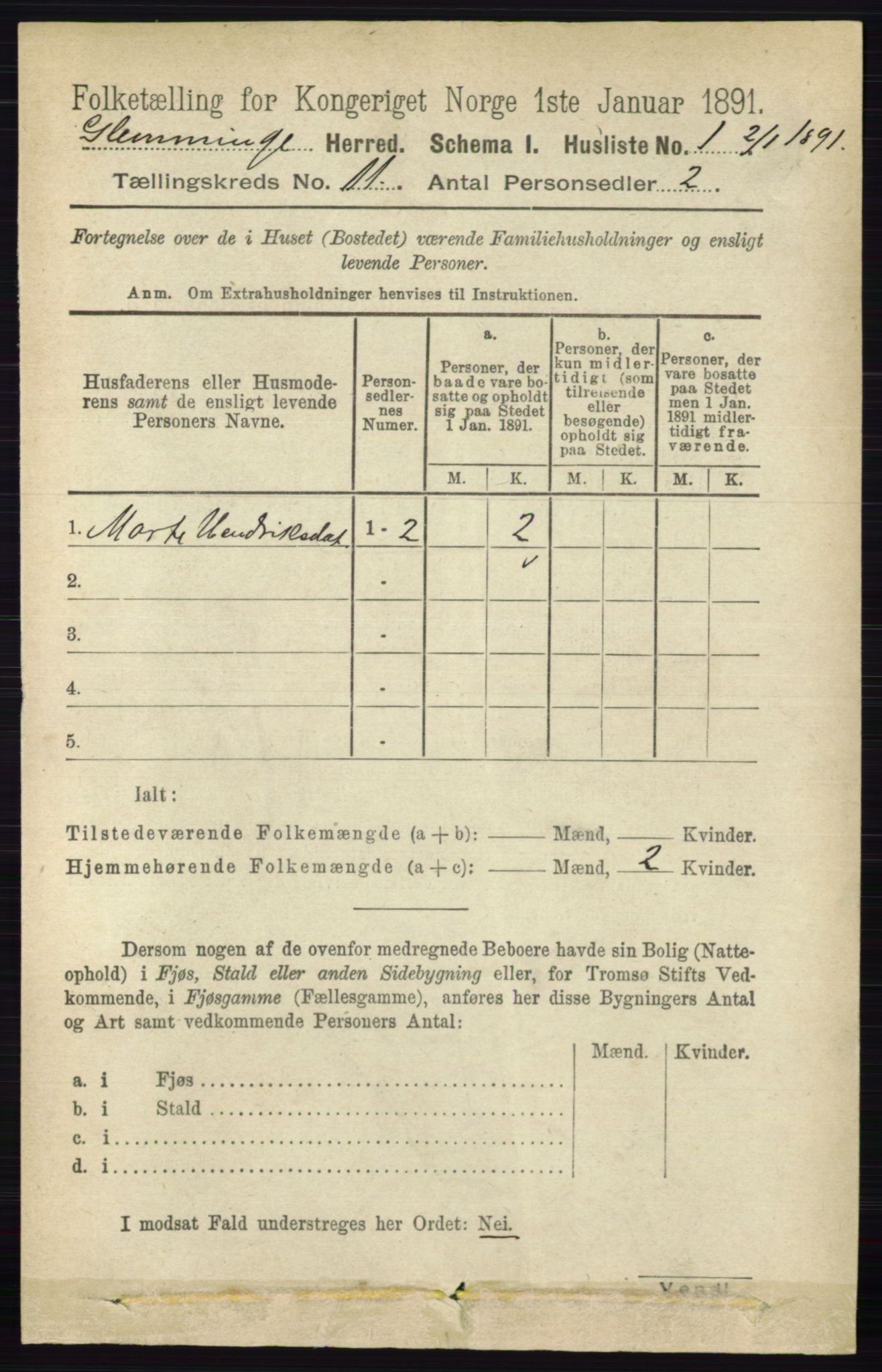 RA, 1891 census for 0132 Glemmen, 1891, p. 10532