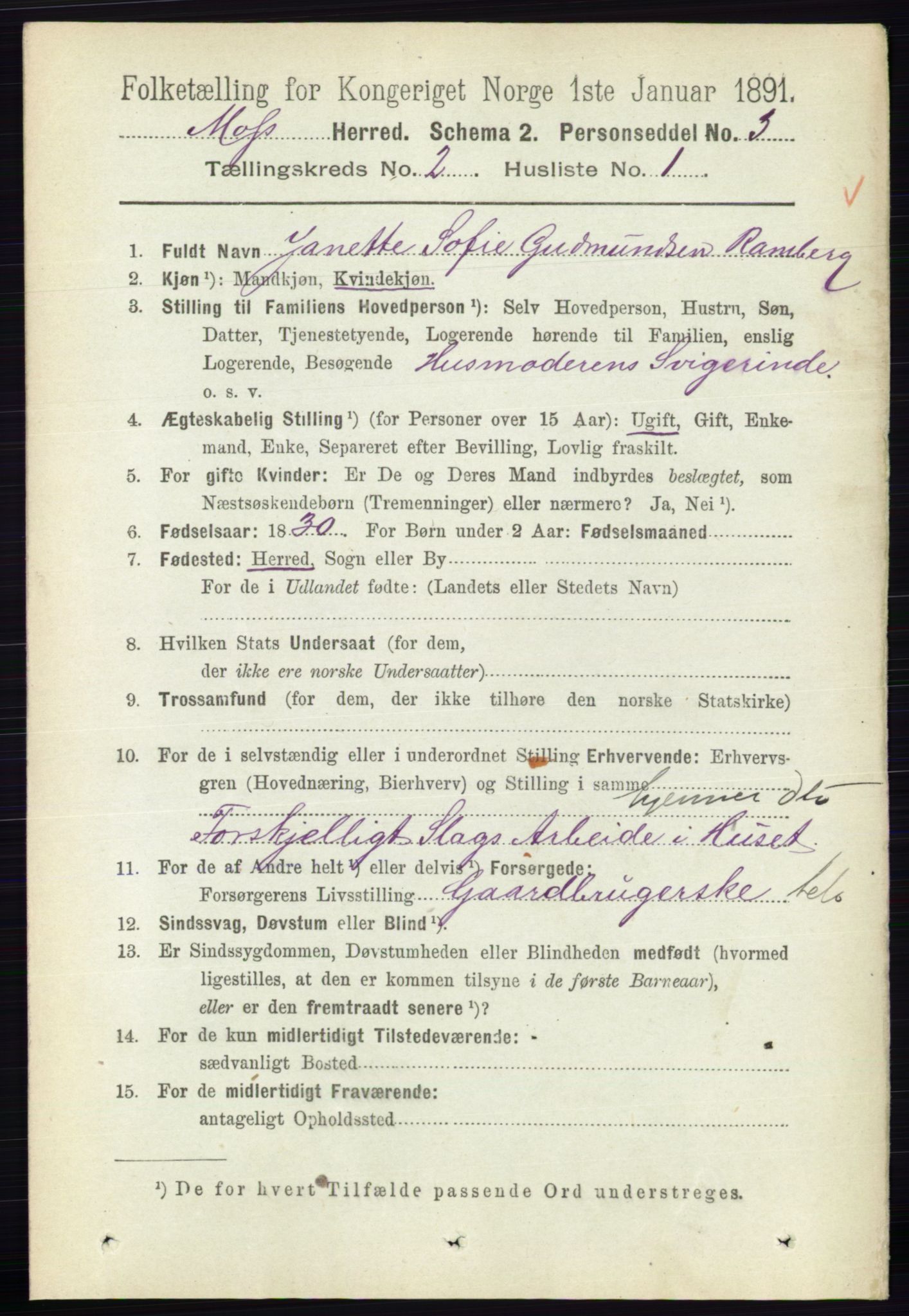 RA, 1891 Census for 0194 Moss, 1891, p. 850