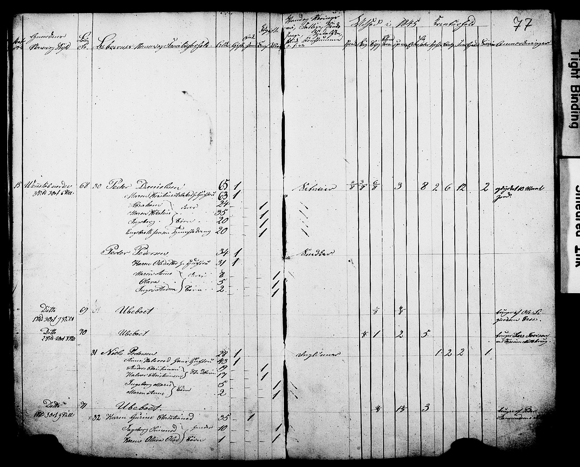 , Census 1845 for Gjerpen, 1845, p. 77