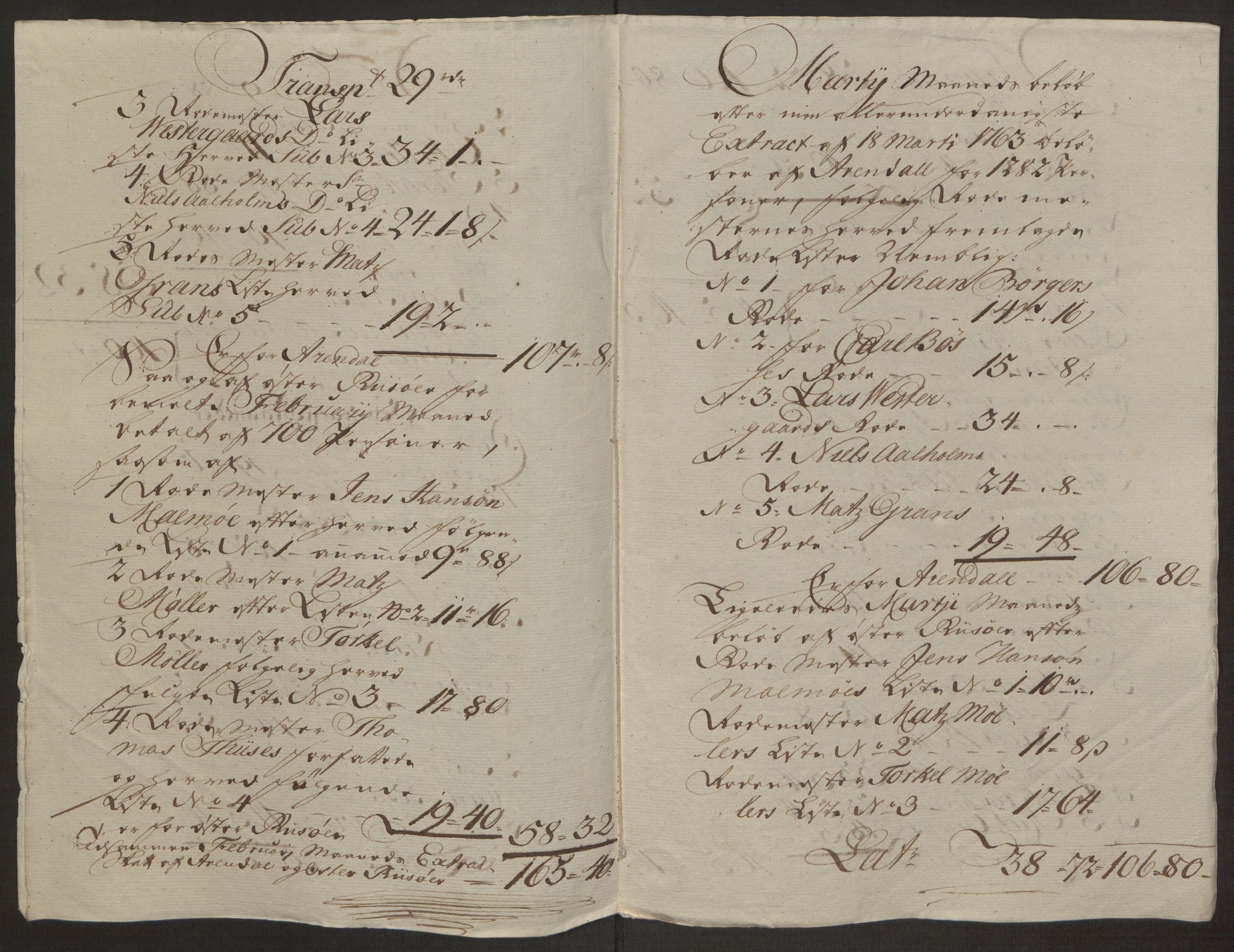 Rentekammeret inntil 1814, Reviderte regnskaper, Byregnskaper, AV/RA-EA-4066/R/Rl/L0230/0001: [L4] Kontribusjonsregnskap / Ekstraskatt, 1762-1764, p. 305