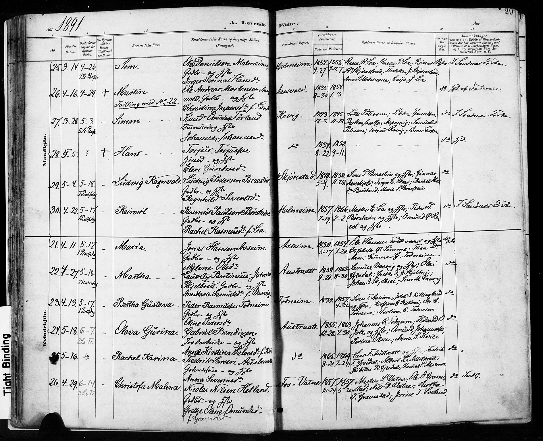 Høyland sokneprestkontor, AV/SAST-A-101799/001/30BA/L0013: Parish register (official) no. A 13.1, 1889-1898, p. 29