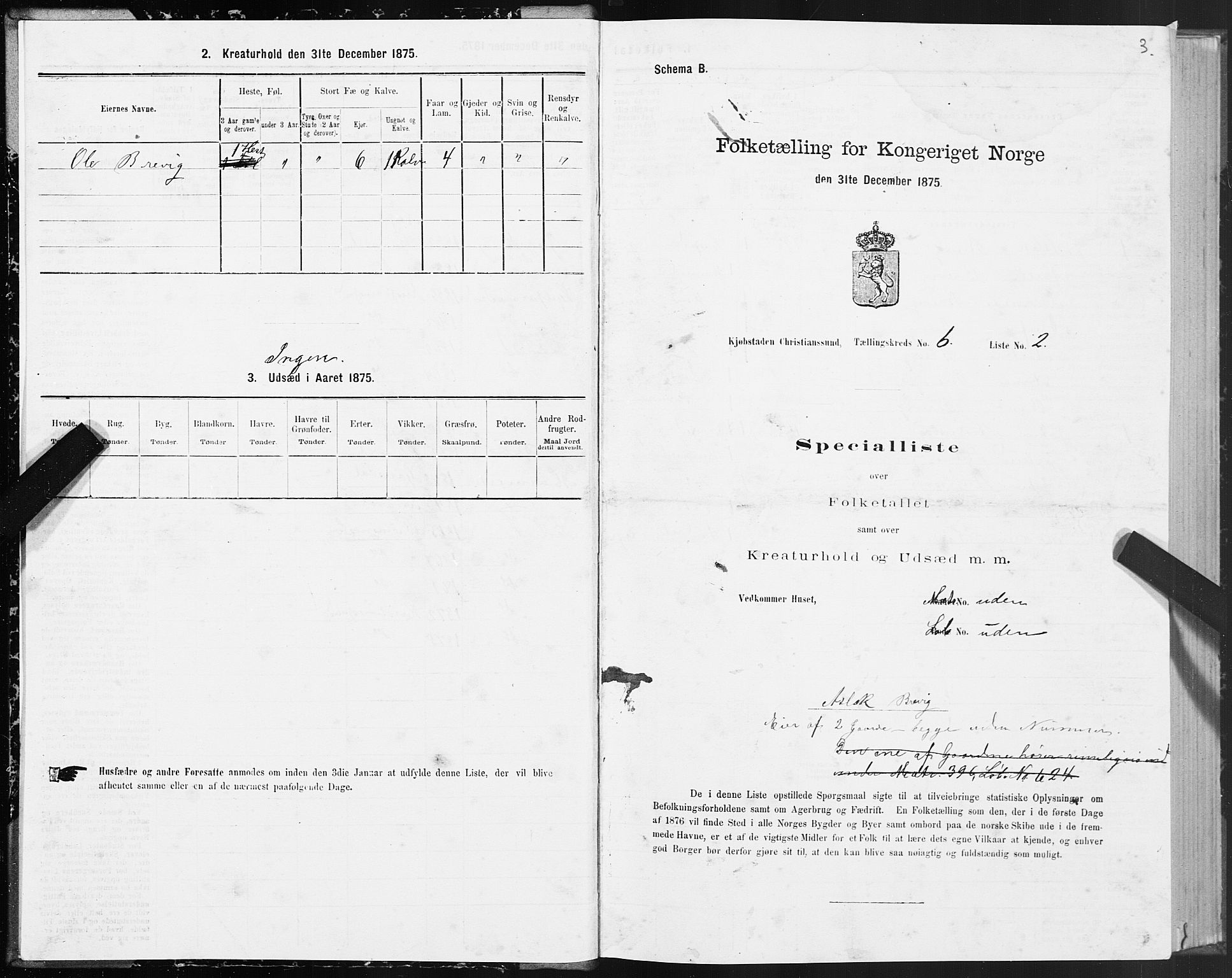 SAT, 1875 census for 1503B Kristiansund/Kristiansund, 1875, p. 5003