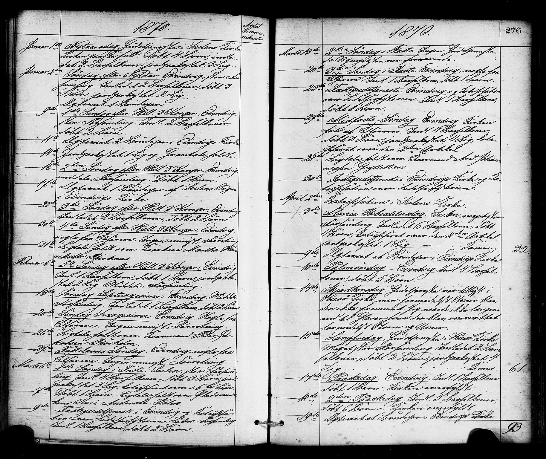 Gulen sokneprestembete, AV/SAB-A-80201/H/Haa/Haaa/L0023: Parish register (official) no. A 23, 1870-1880, p. 276