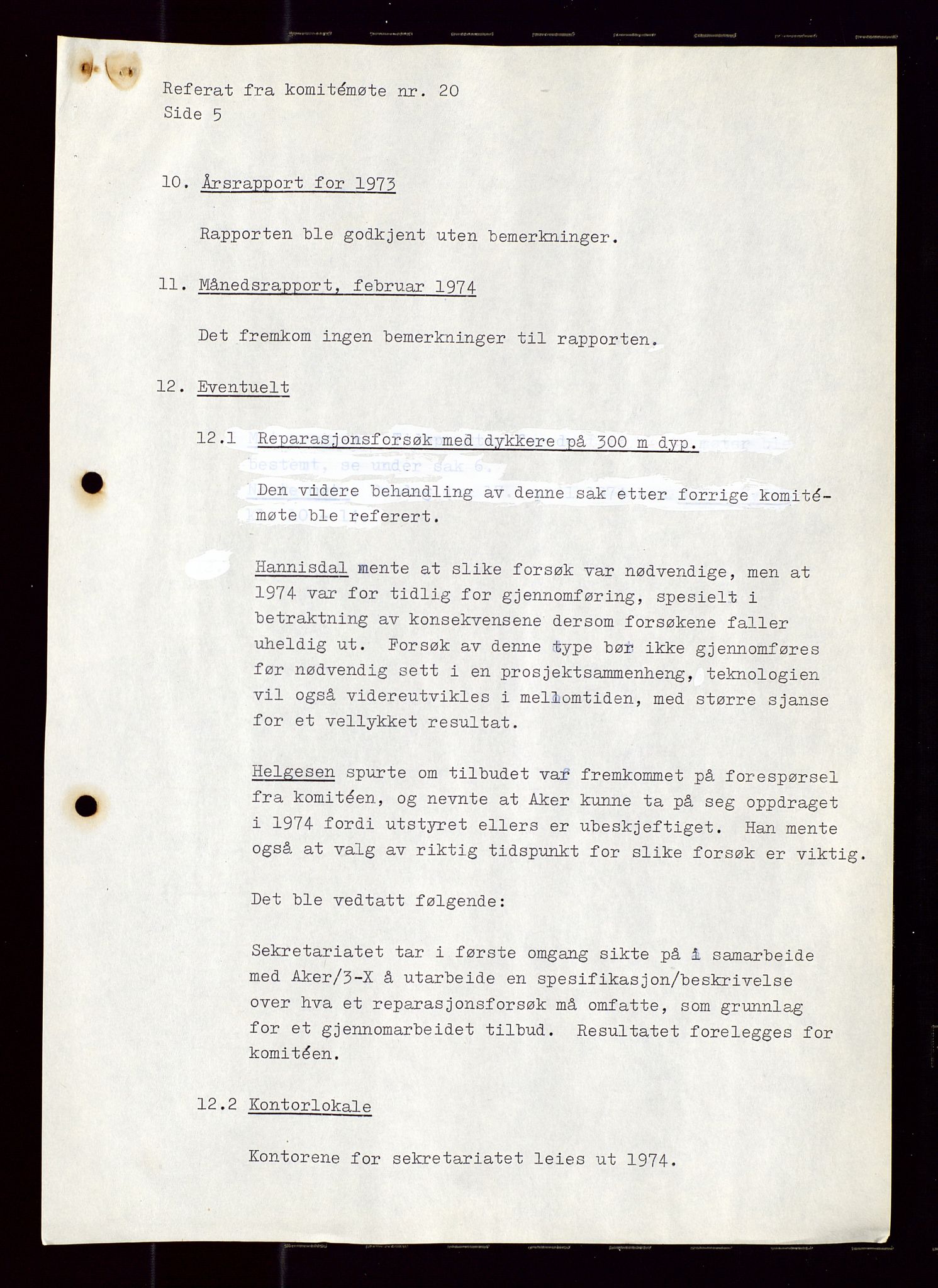 Industridepartementet, Oljekontoret, AV/SAST-A-101348/Di/L0001: DWP, møter juni - november, komiteemøter nr. 19 - 26, 1973-1974, p. 71