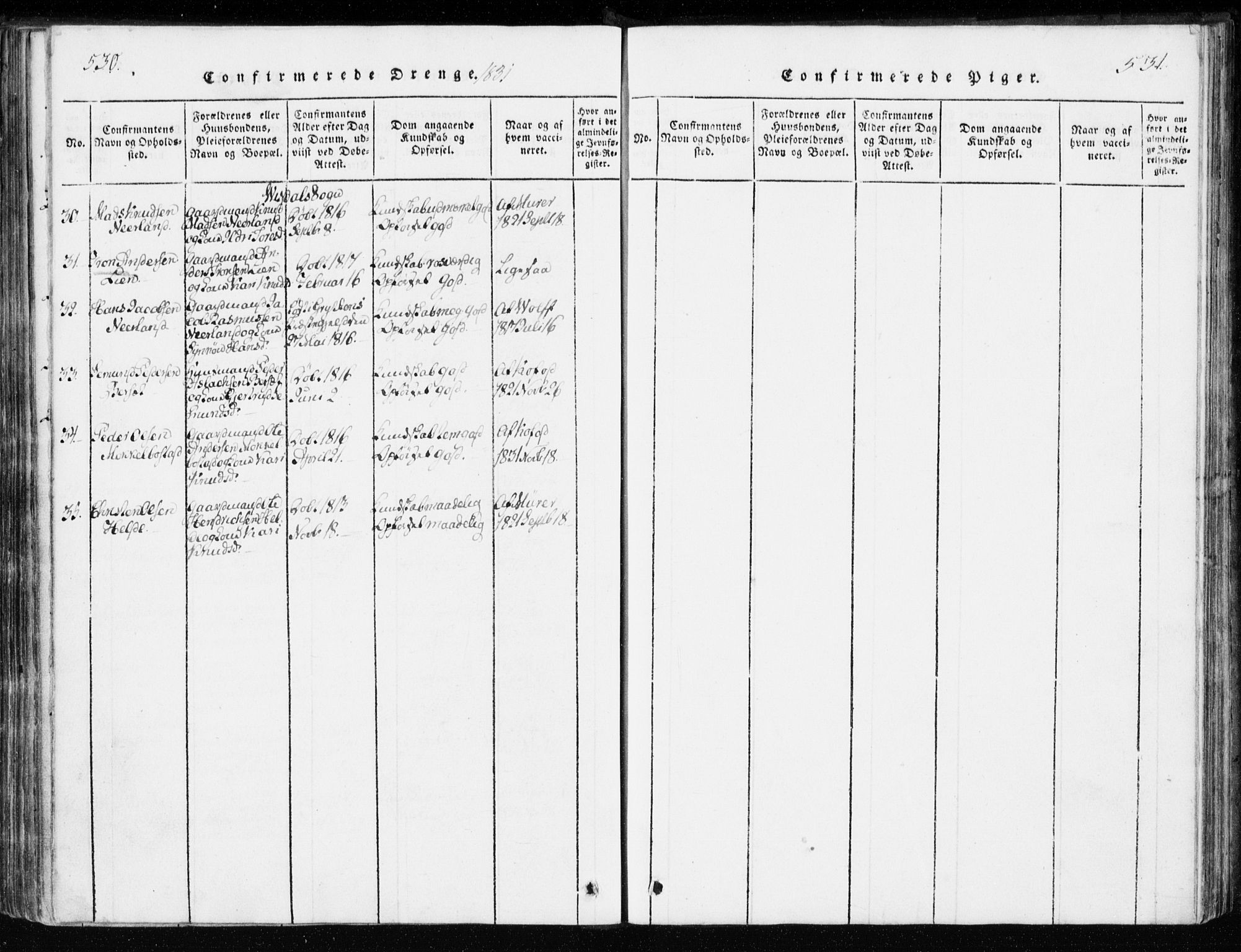 Ministerialprotokoller, klokkerbøker og fødselsregistre - Møre og Romsdal, AV/SAT-A-1454/551/L0623: Parish register (official) no. 551A03, 1818-1831, p. 530-531